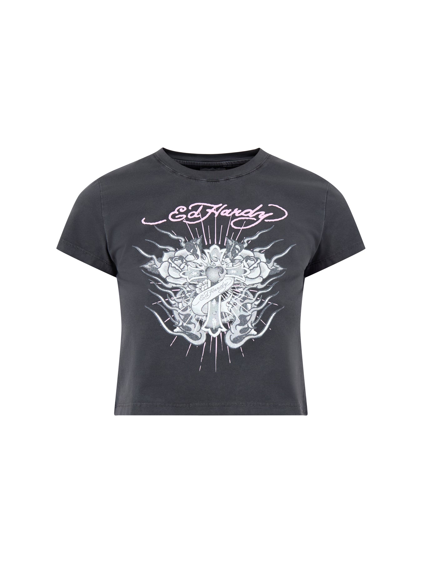 Vintage Burning Cross Baby T-Shirt Black