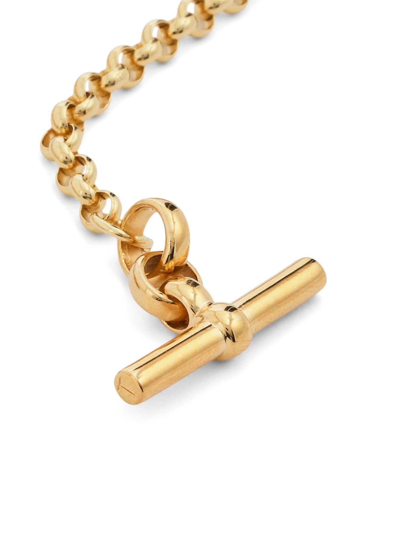 Small Gold T-bar Clasp on Belcher Chain Bracelet