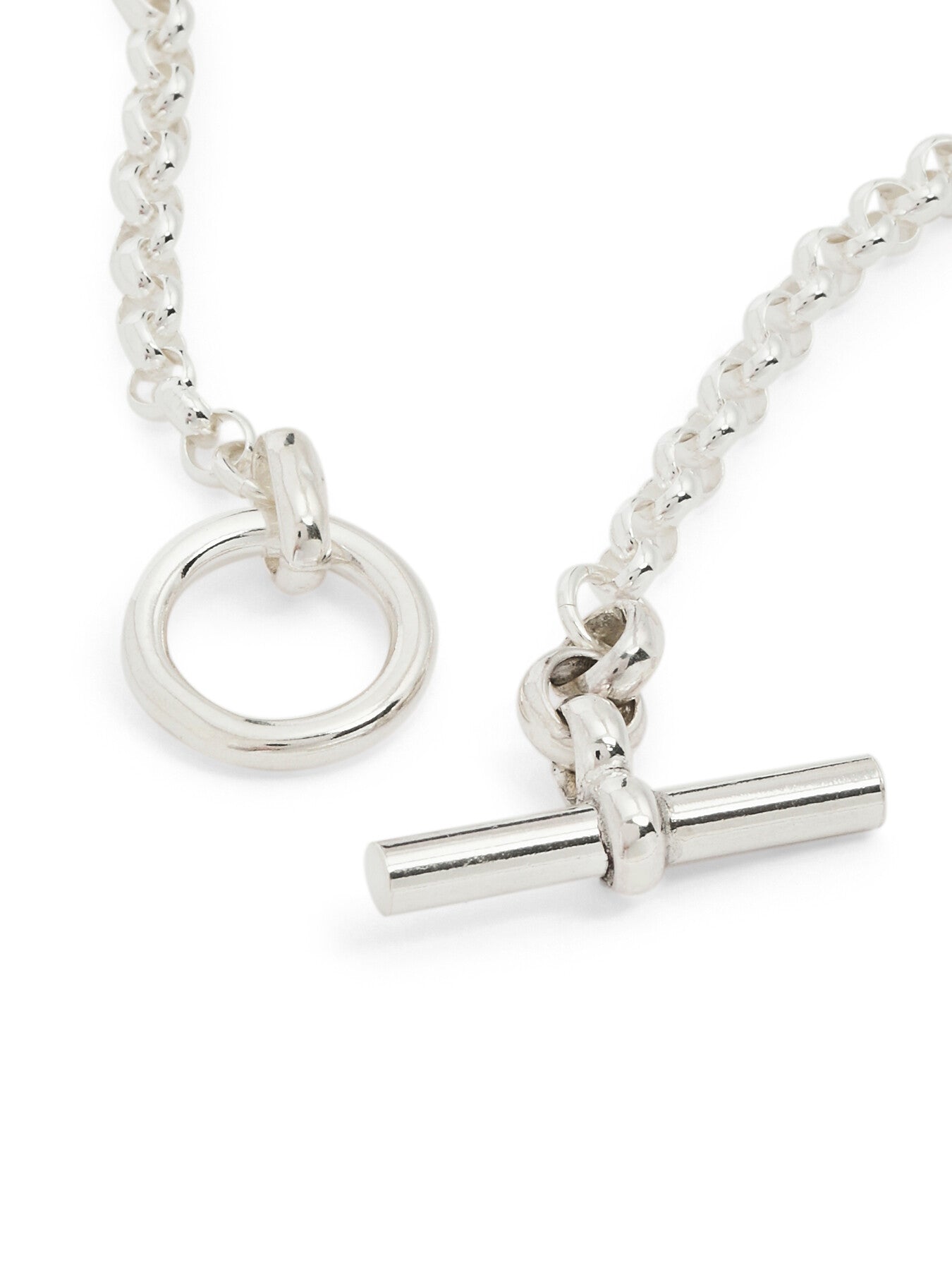 Small Silver T-bar Clasp on Belcher Chain Bracelet