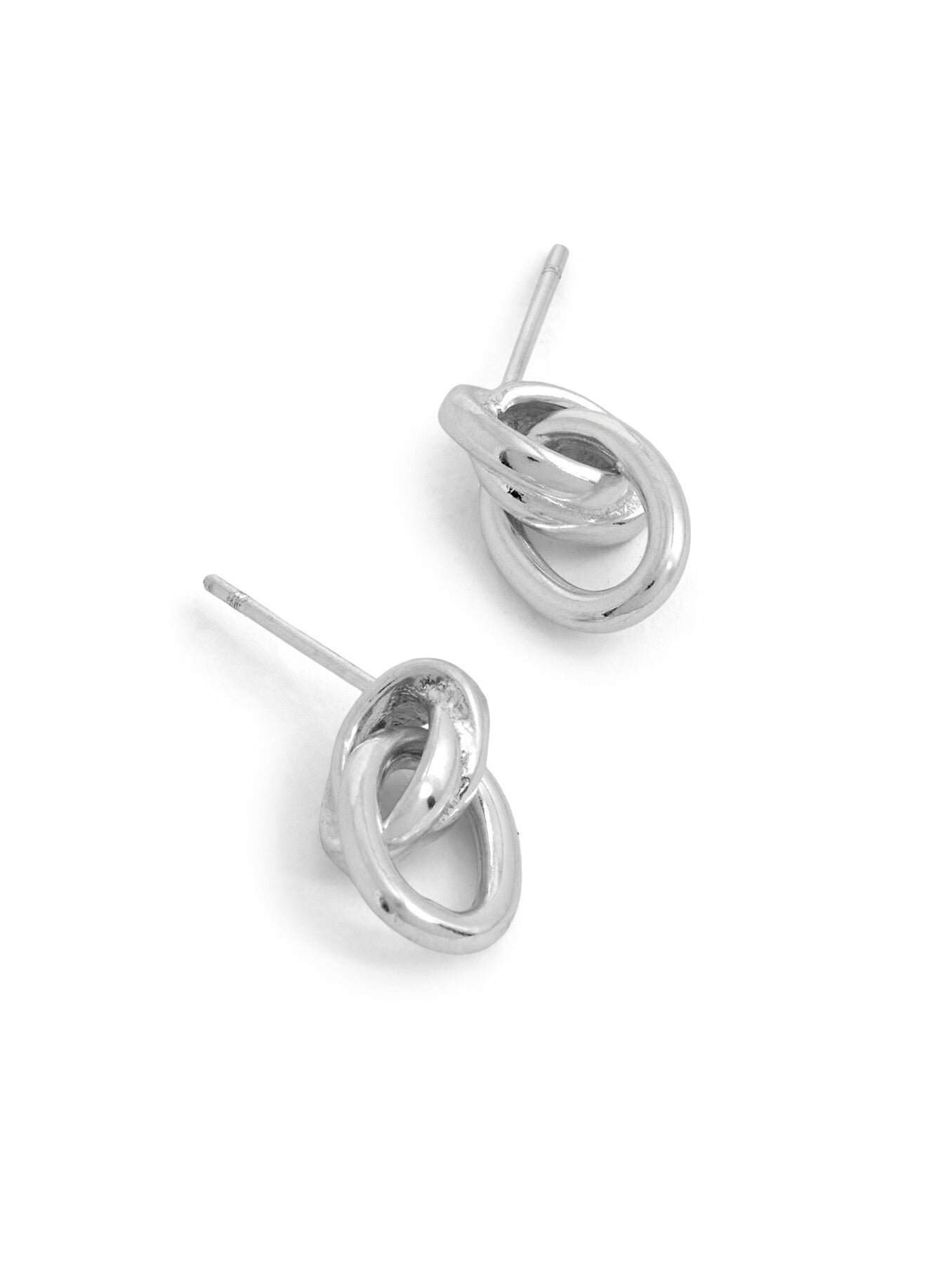 Small Silver Double Link Stud Earrings