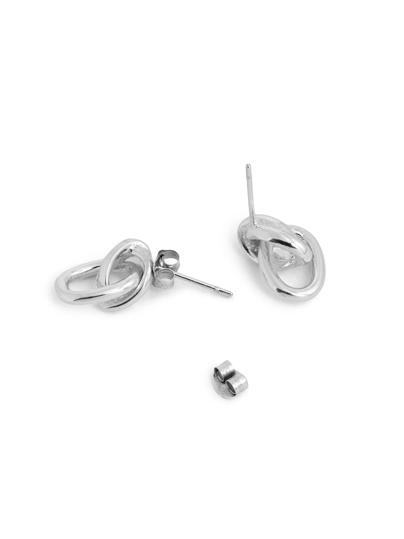Small Silver Double Link Stud Earrings