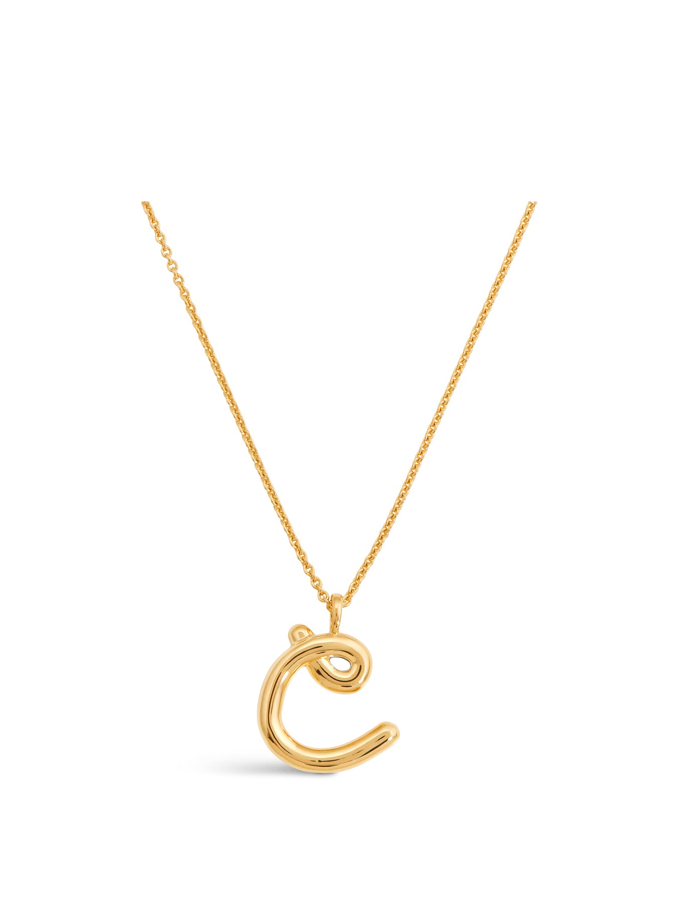 Curly Molten Initial C Pendant Necklace