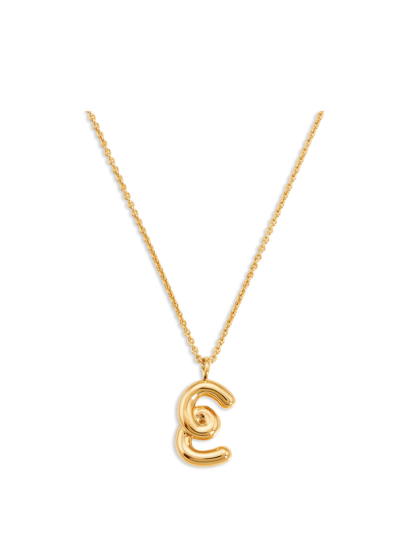 Curly Molten Initial E Pendant Necklace