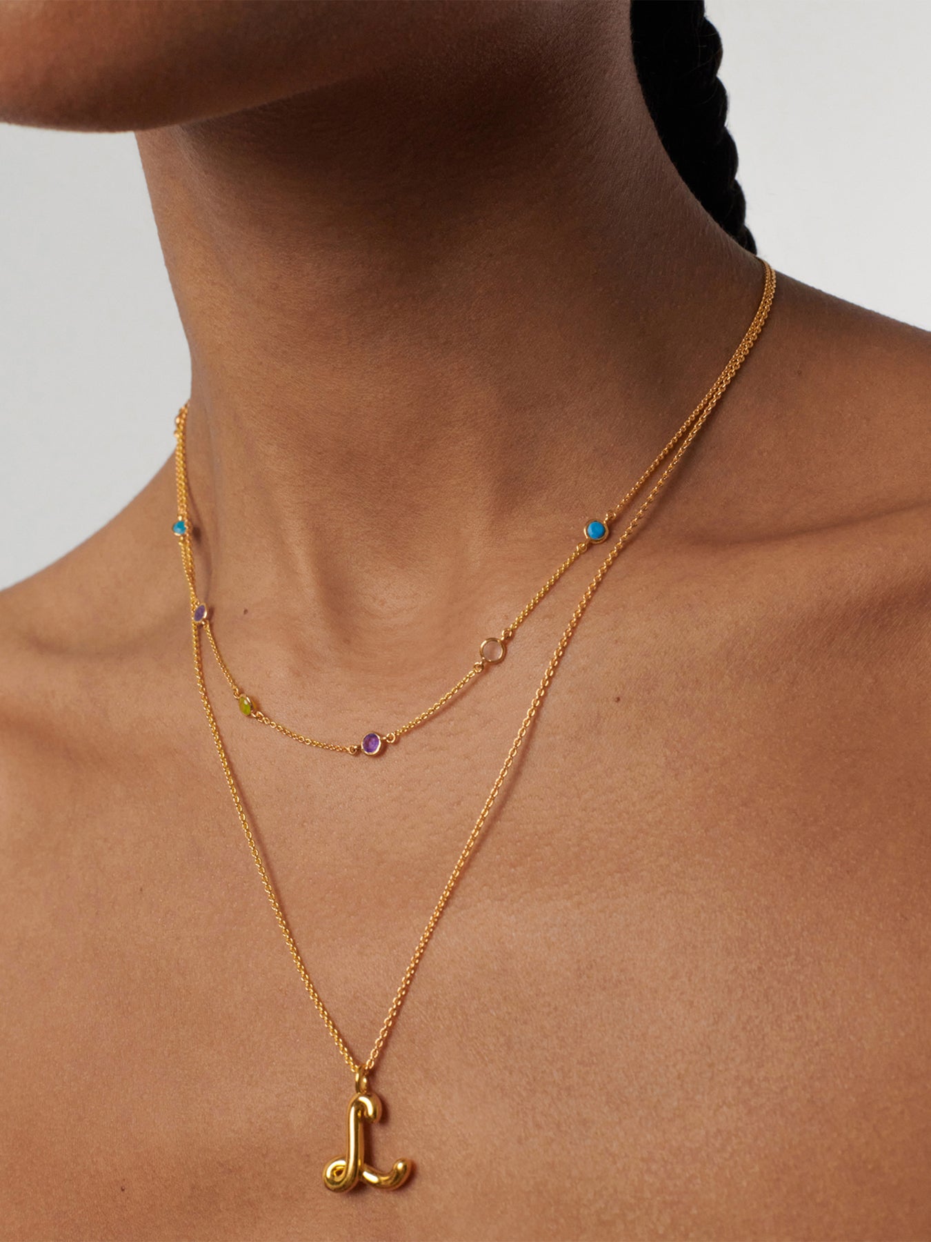 Curly Molten Initial L Pendant Necklace