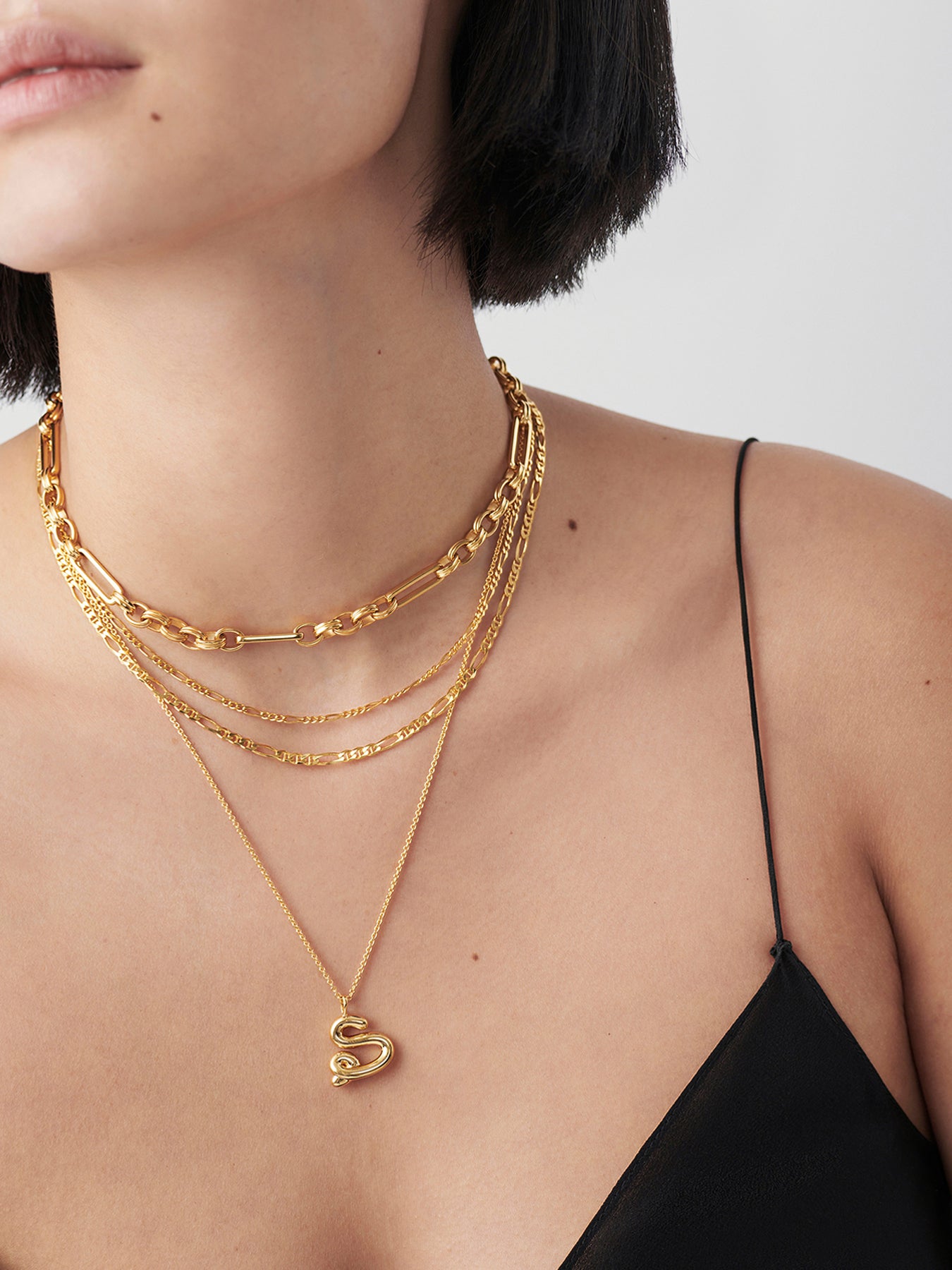 Curly Molten Initial S Pendant Necklace