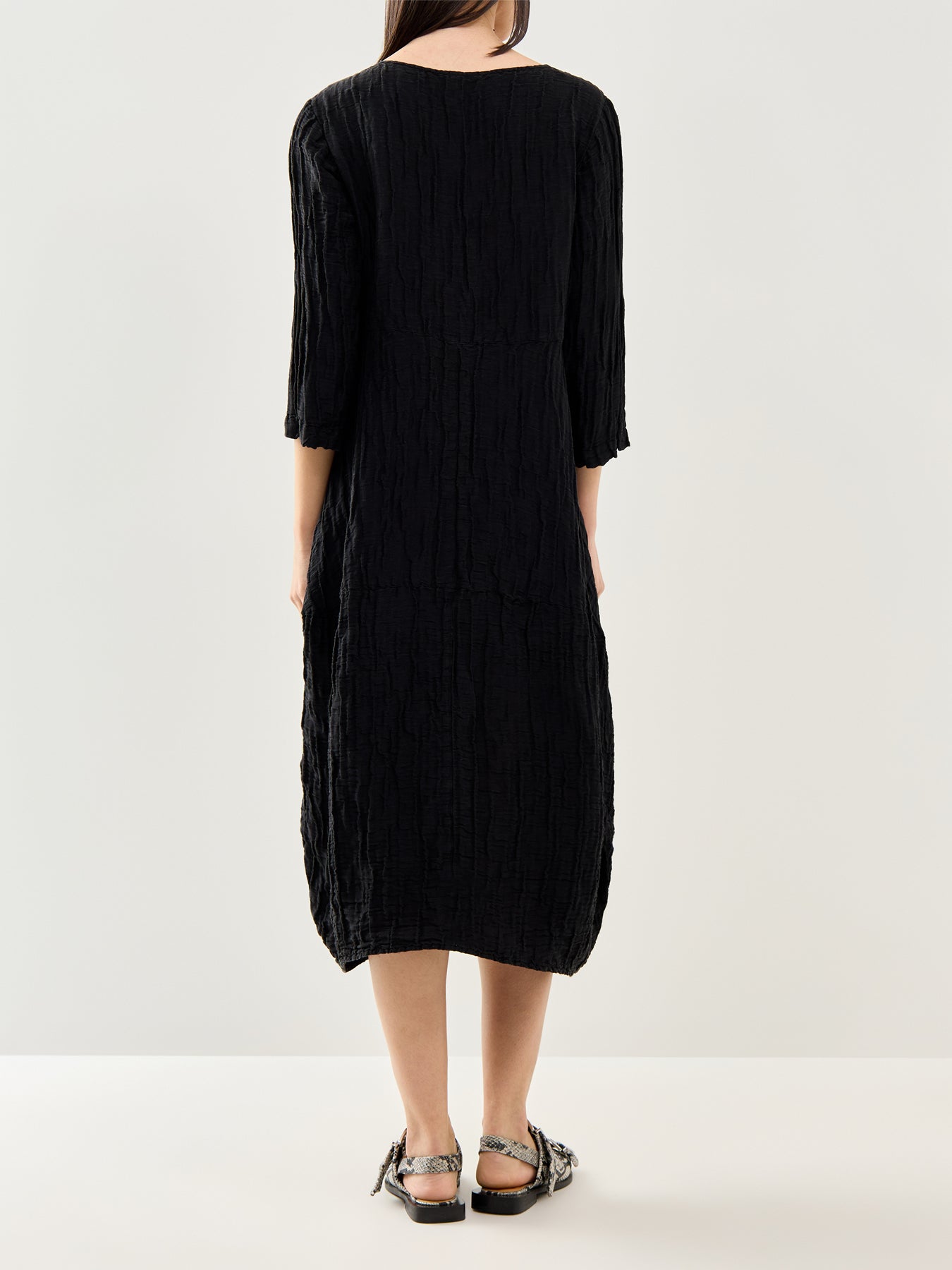 Silk Crinkle Dress Black Black