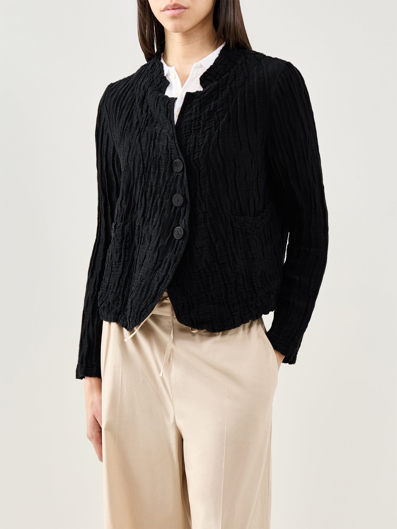 Silk Crinkle Jacket Black