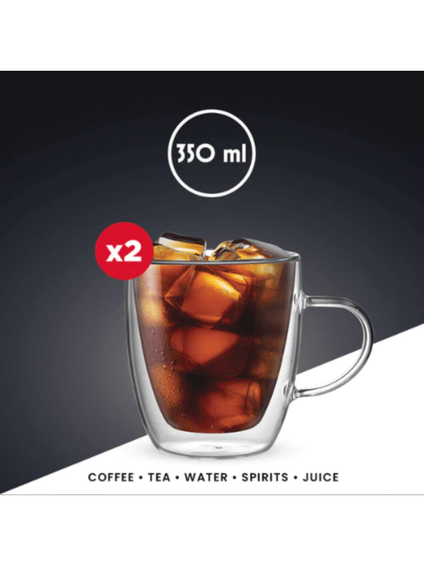 Capri Double Walled Glass Mugs Set of 2