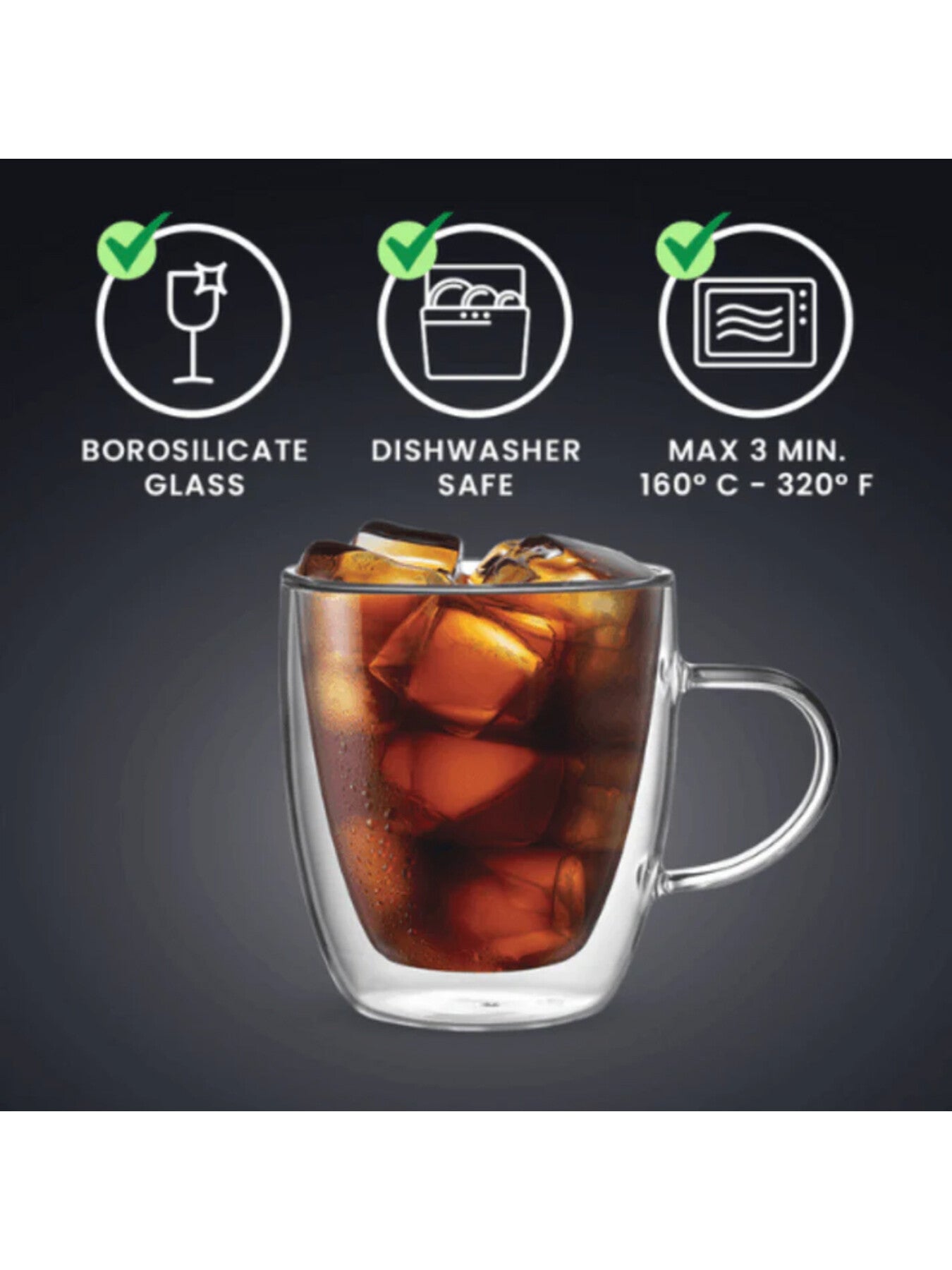 Capri Double Walled Glass Mugs Set of 2