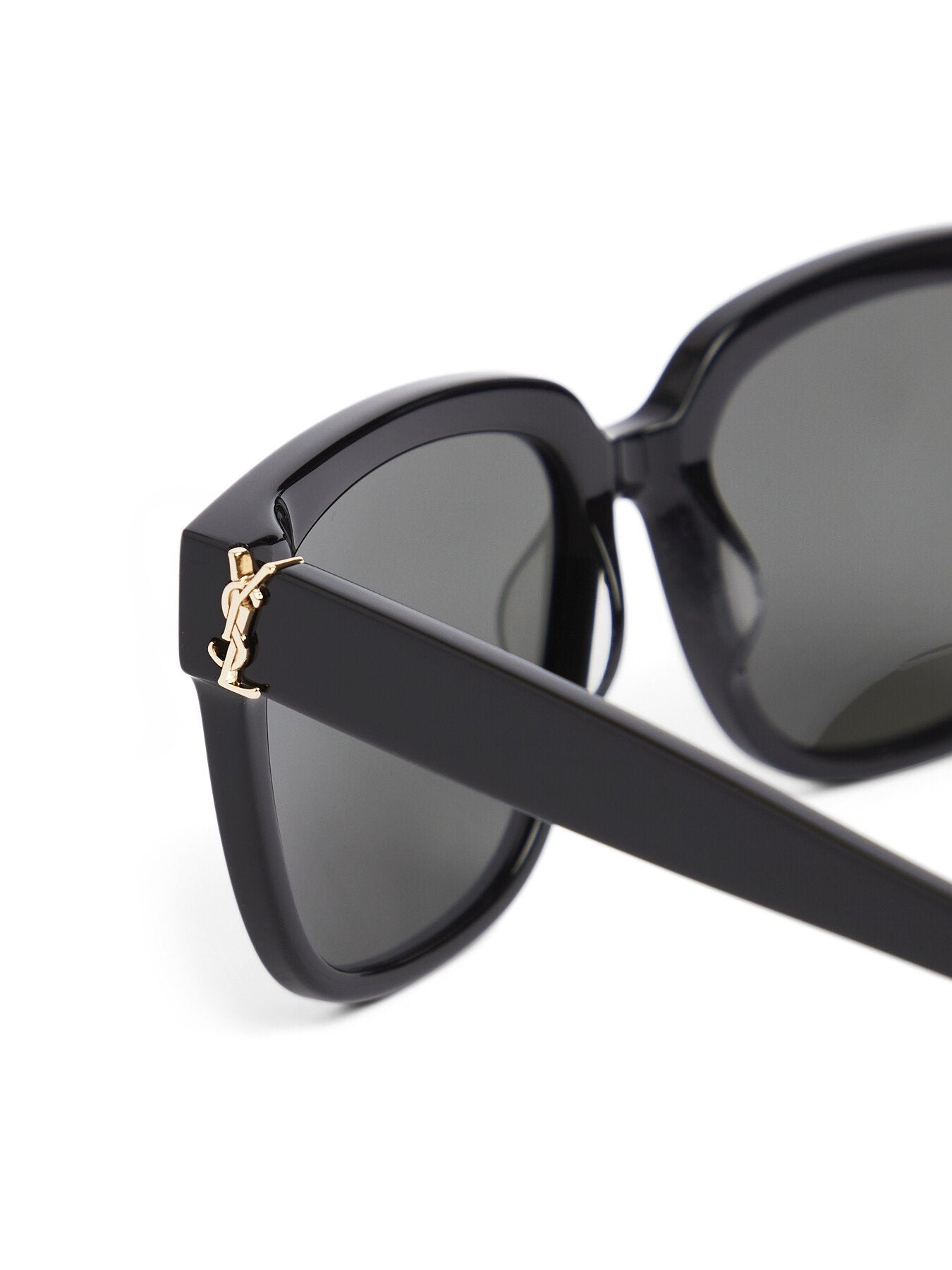 SLM40 Square Black YSL Logo Acetate Sunglasses