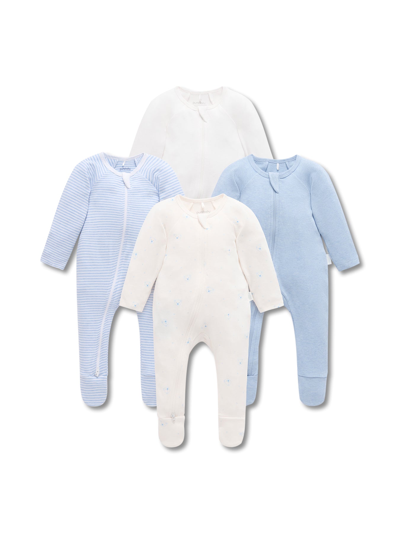 4 Pack Zip Organic Cotton Growsuit