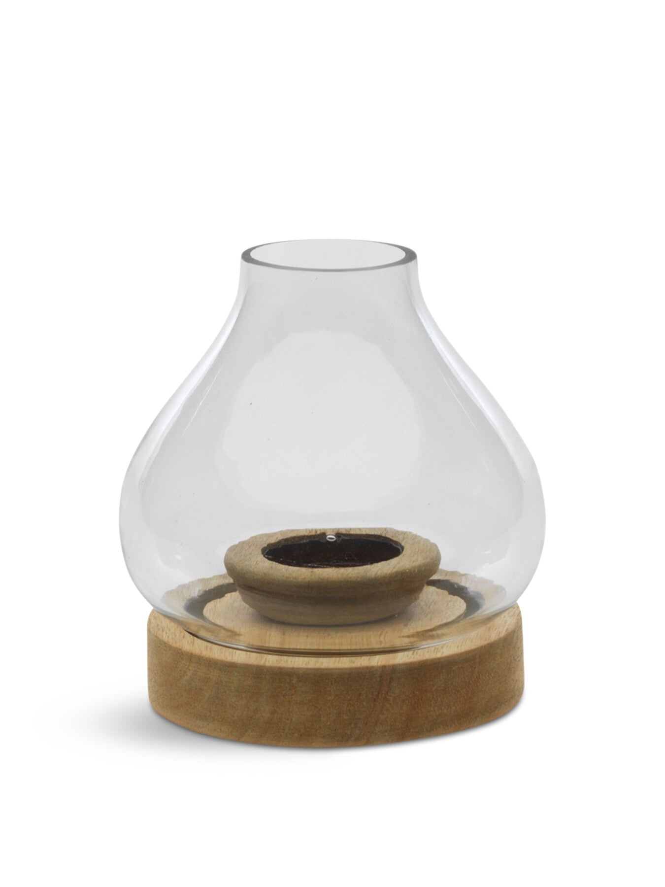 Naryla Lantern Mango Wood Glass Small