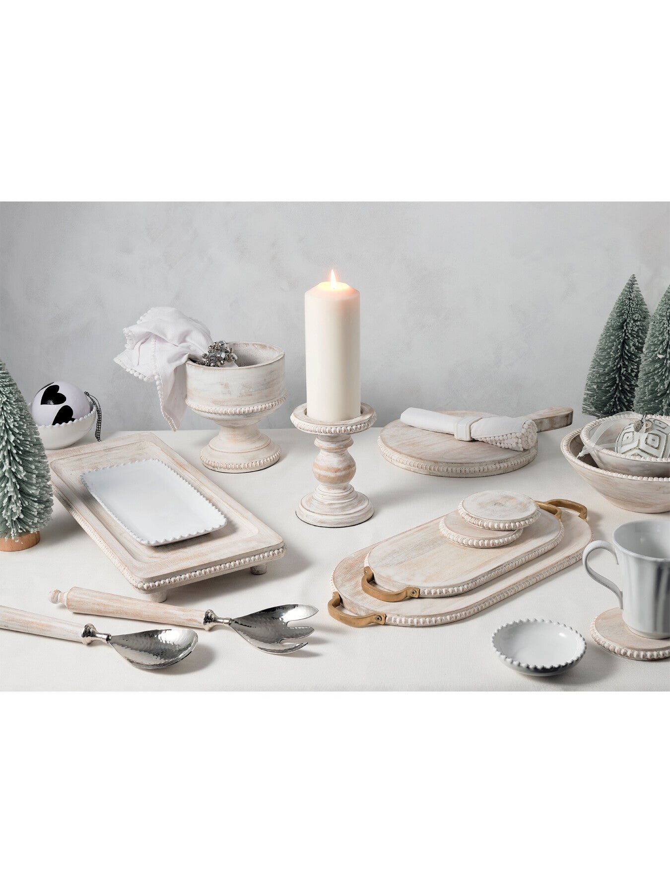 Pearl White Table Runner with French Knot