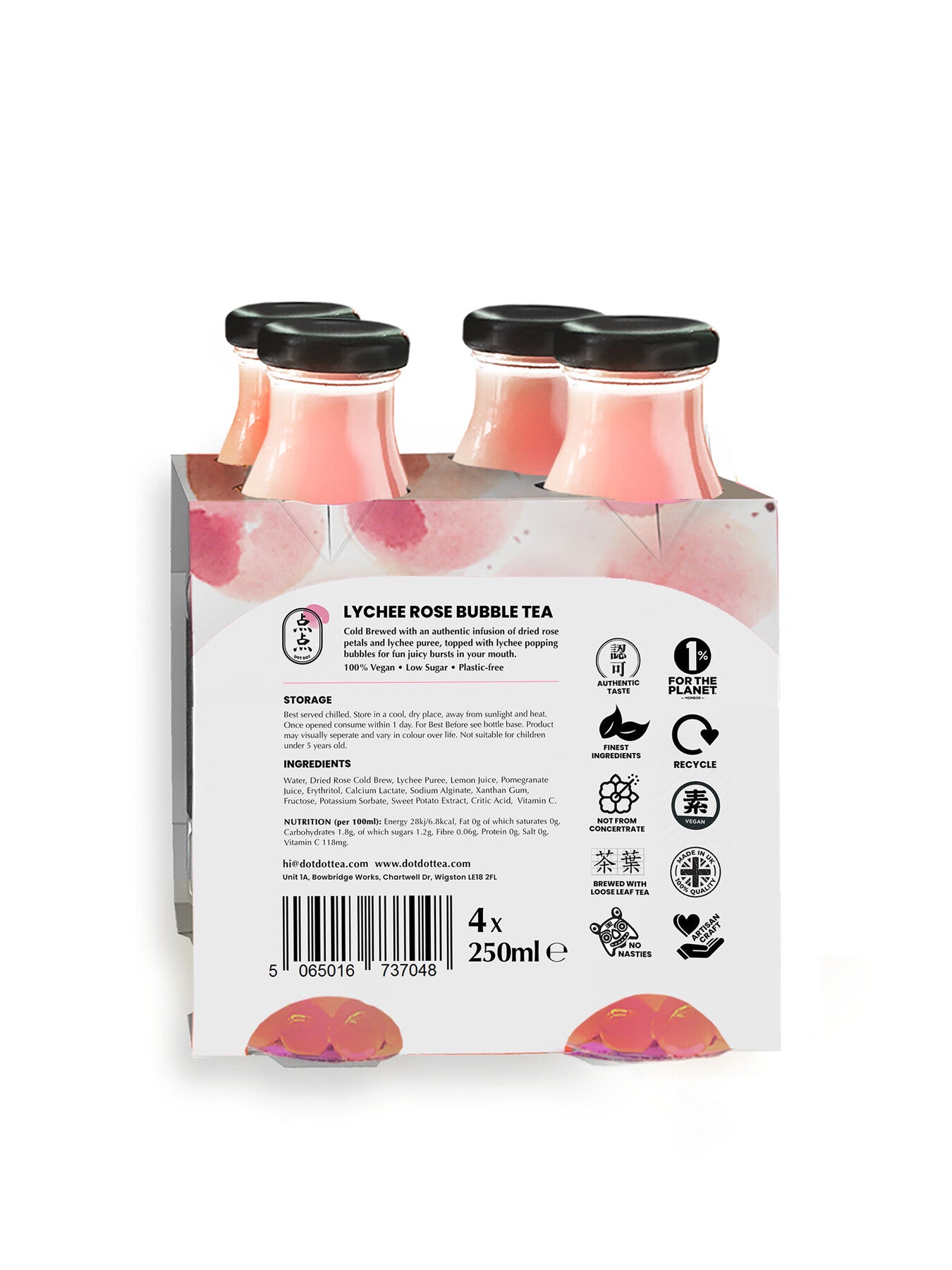 Lychee Rose Bubble Tea Pack 4x250ml