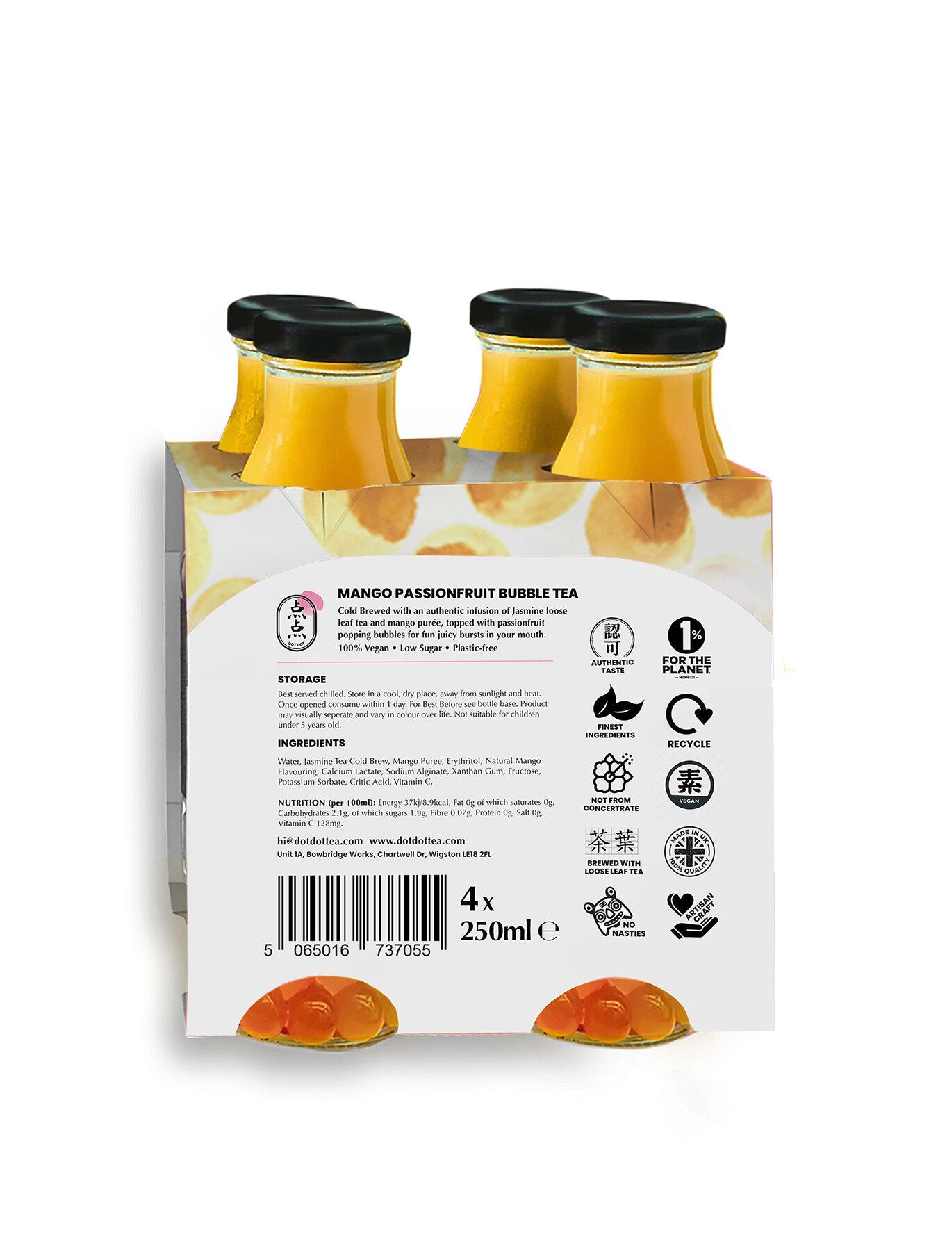 Mango Passionfruit Bubble Tea Pack 4x250ml
