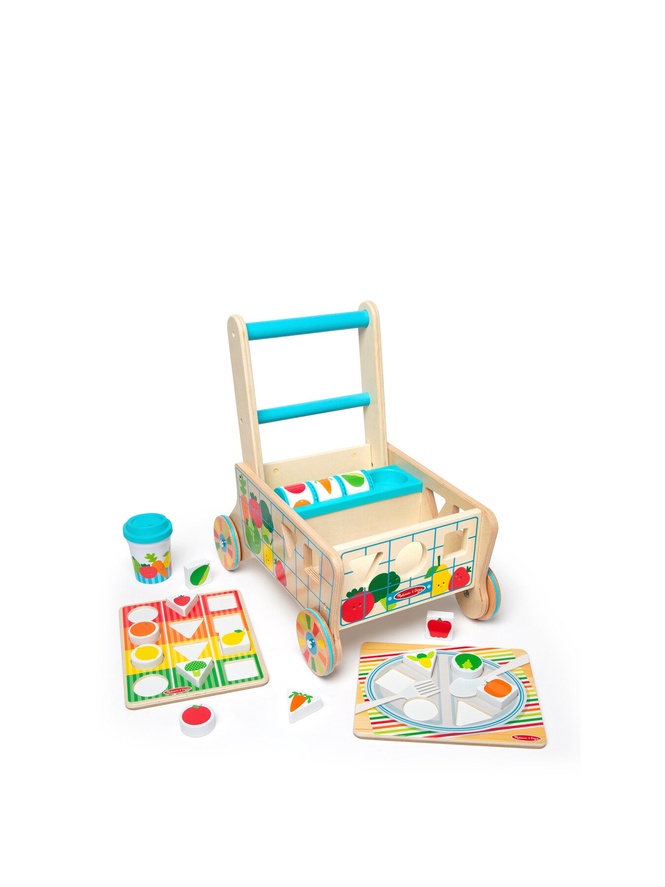 Wooden Shape Sorting Grocery Cart