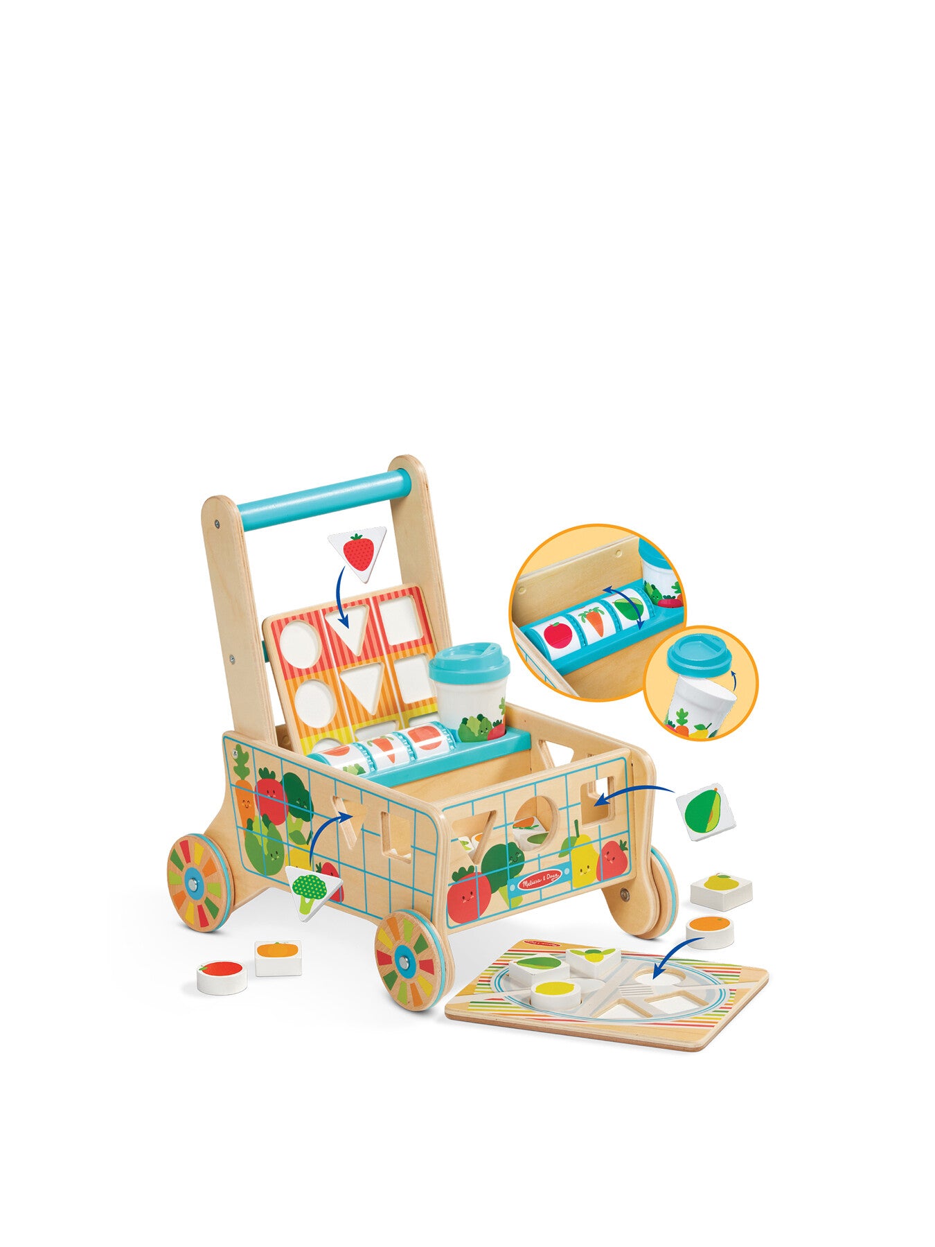 Wooden Shape Sorting Grocery Cart