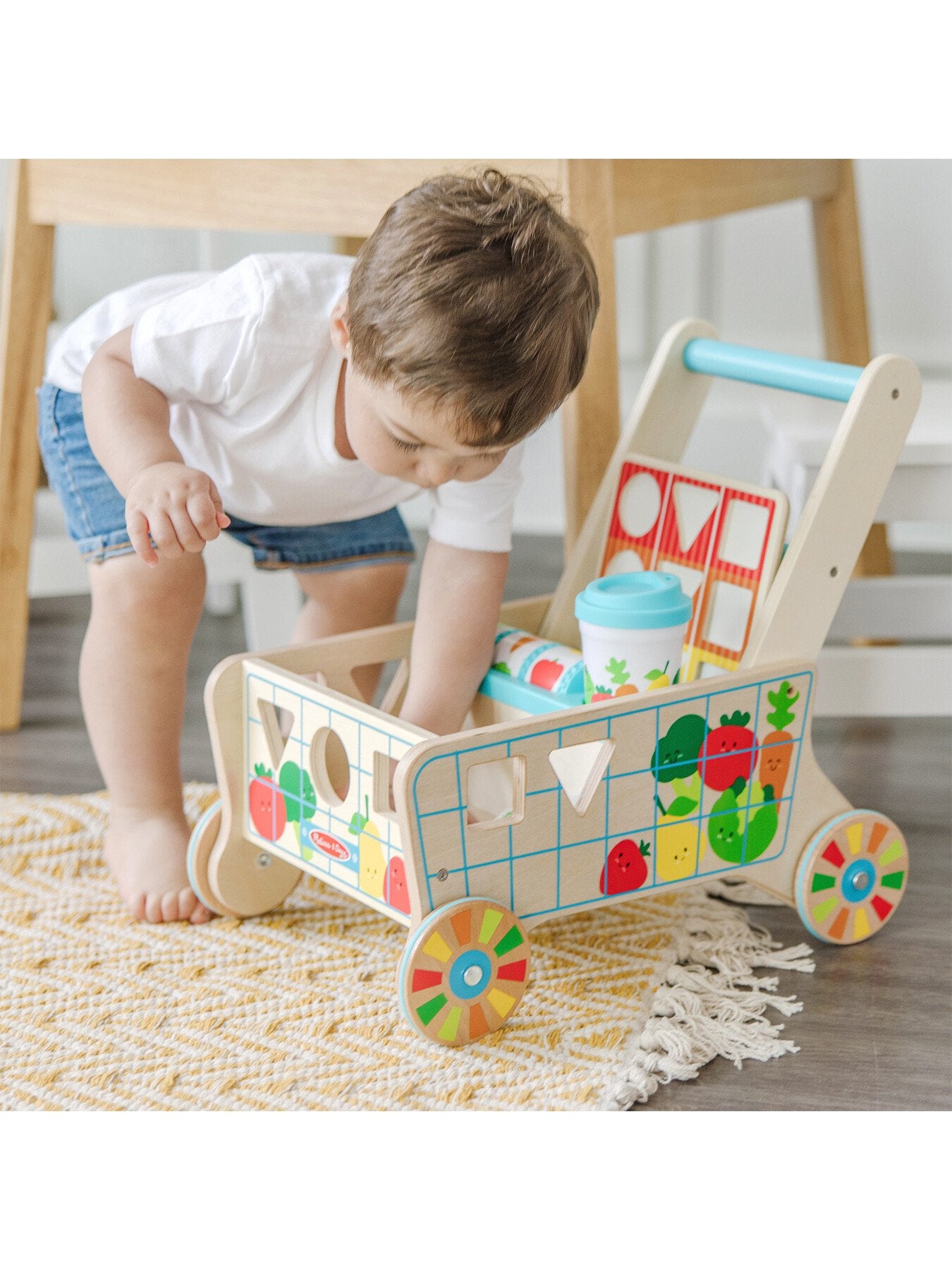 Wooden Shape Sorting Grocery Cart