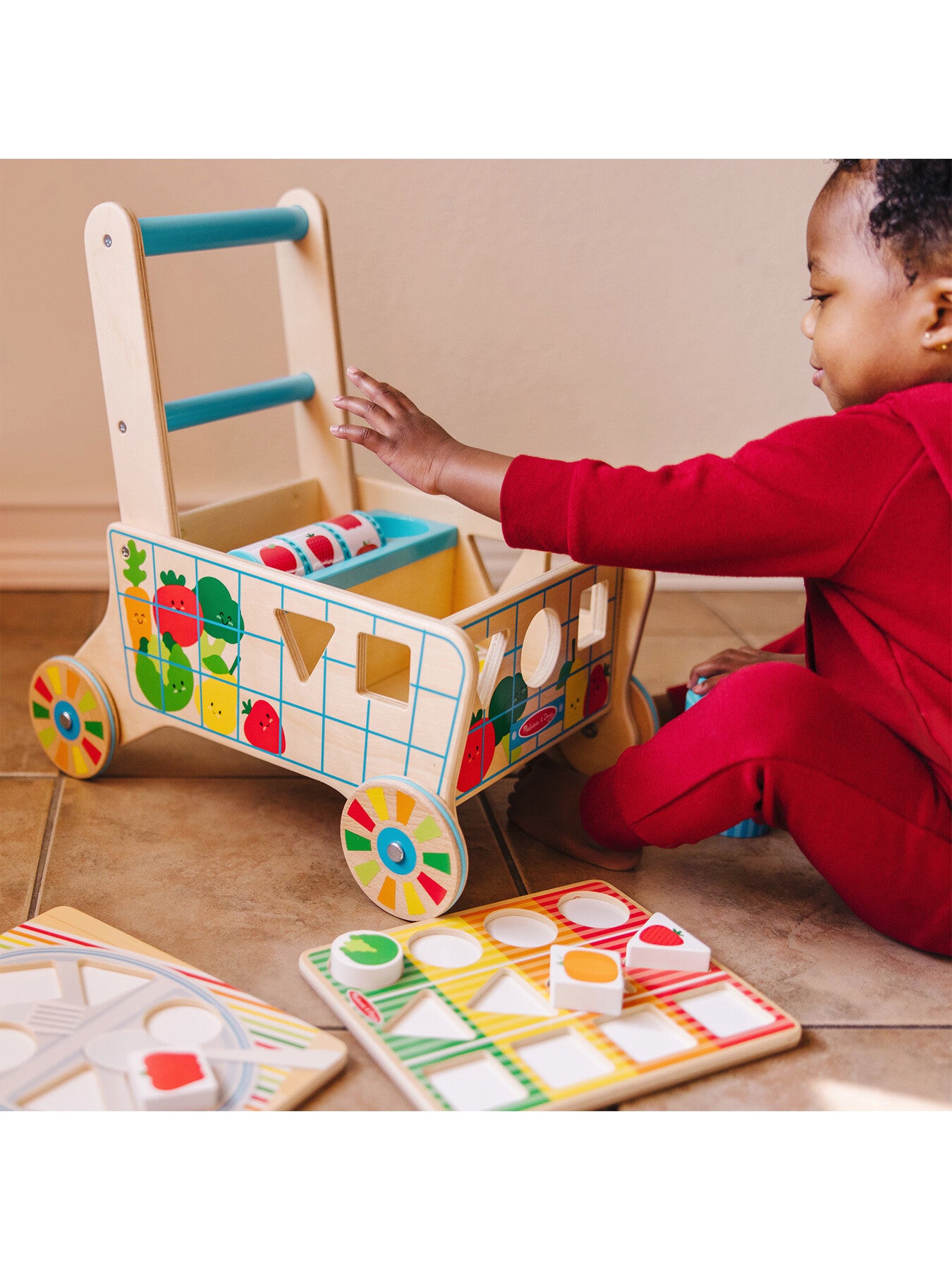 Wooden Shape Sorting Grocery Cart