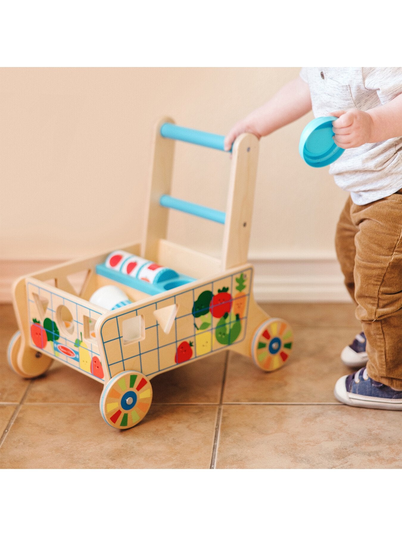 Wooden Shape Sorting Grocery Cart