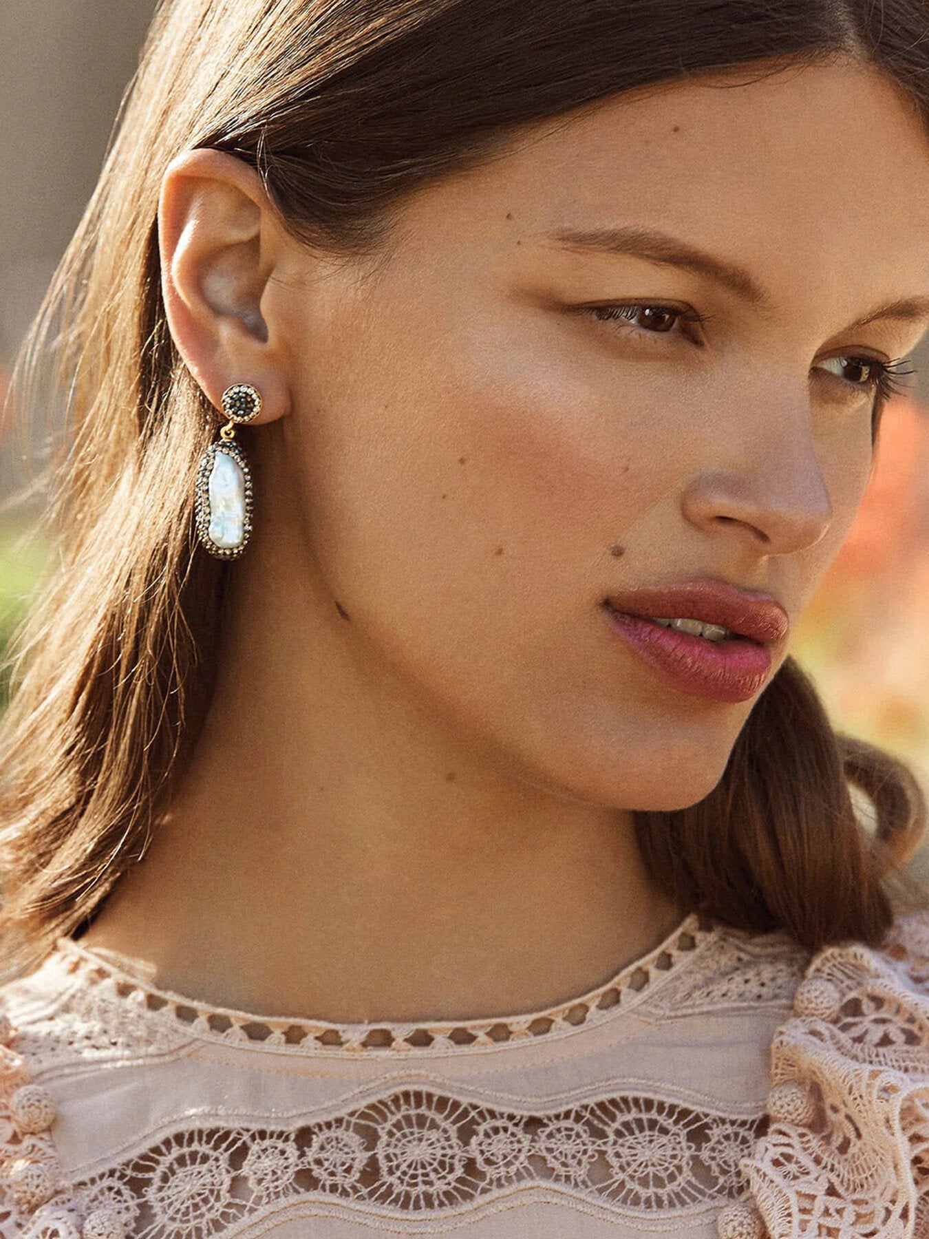 Double Sided Baroque Pearl Earrings