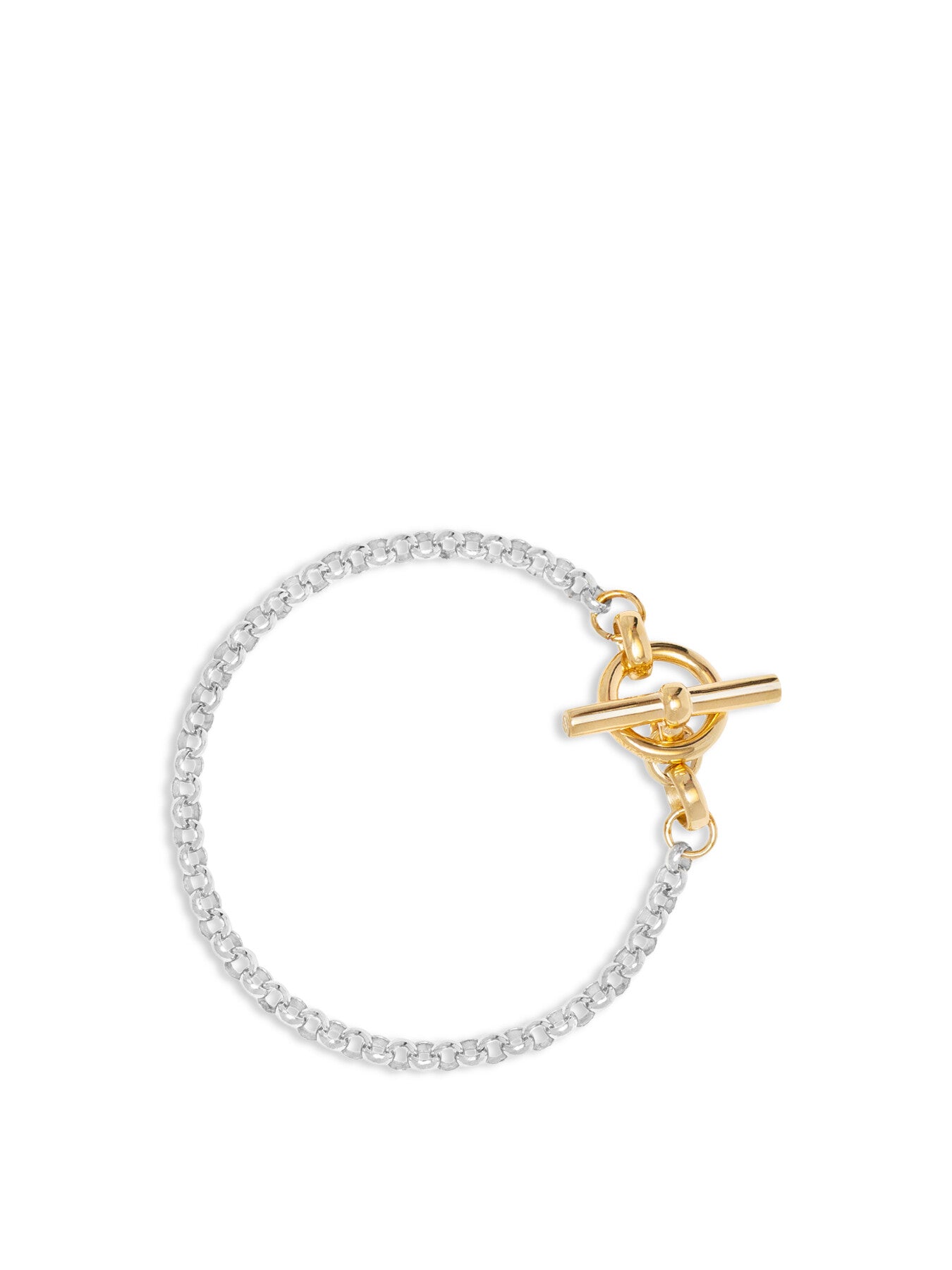 Small Silver and Gold T bar clasp Belcher chain bracelet