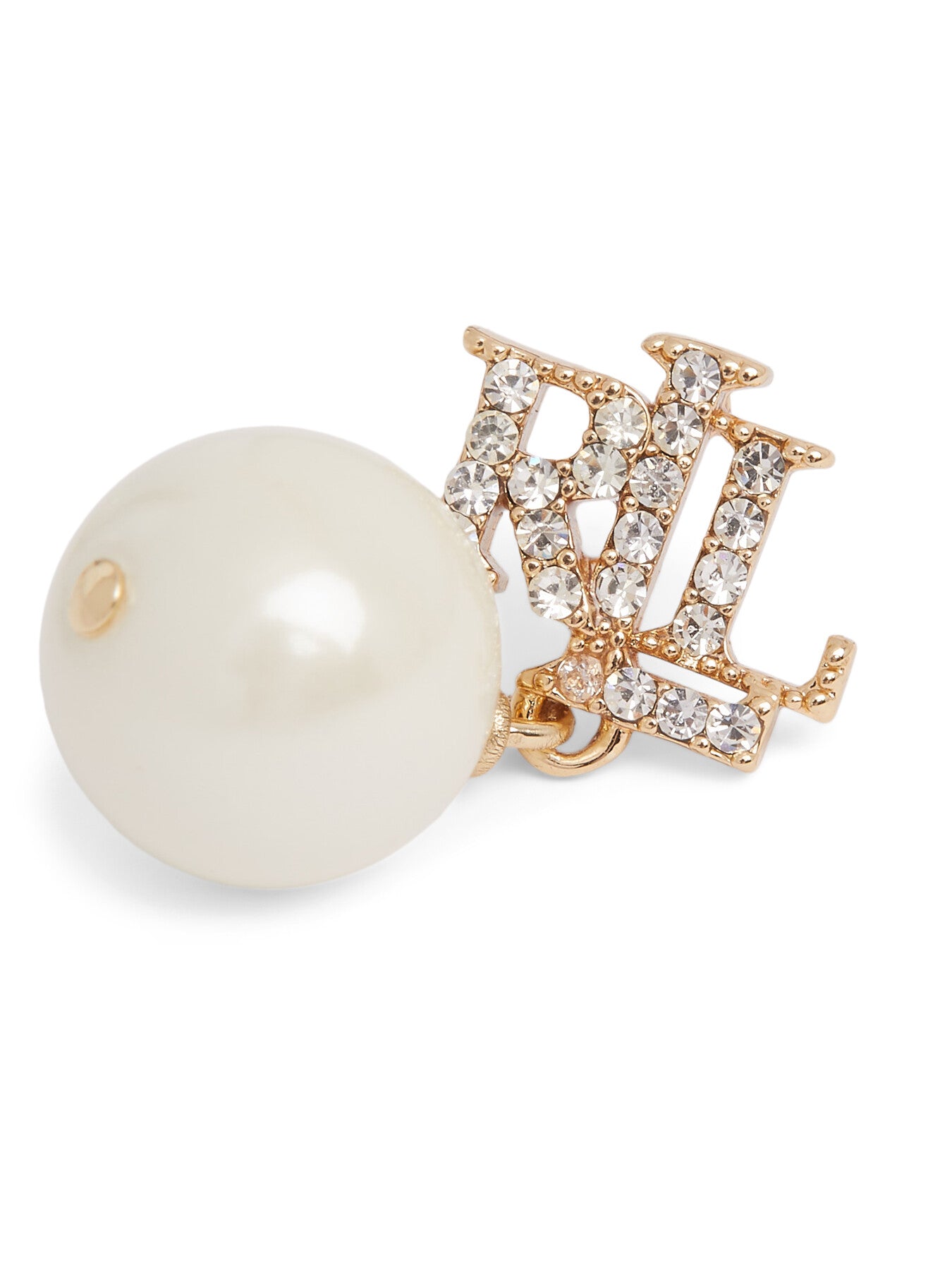 Lauren Ralph Lauren Gold Crystal Logo Pearl Drop Earrings
