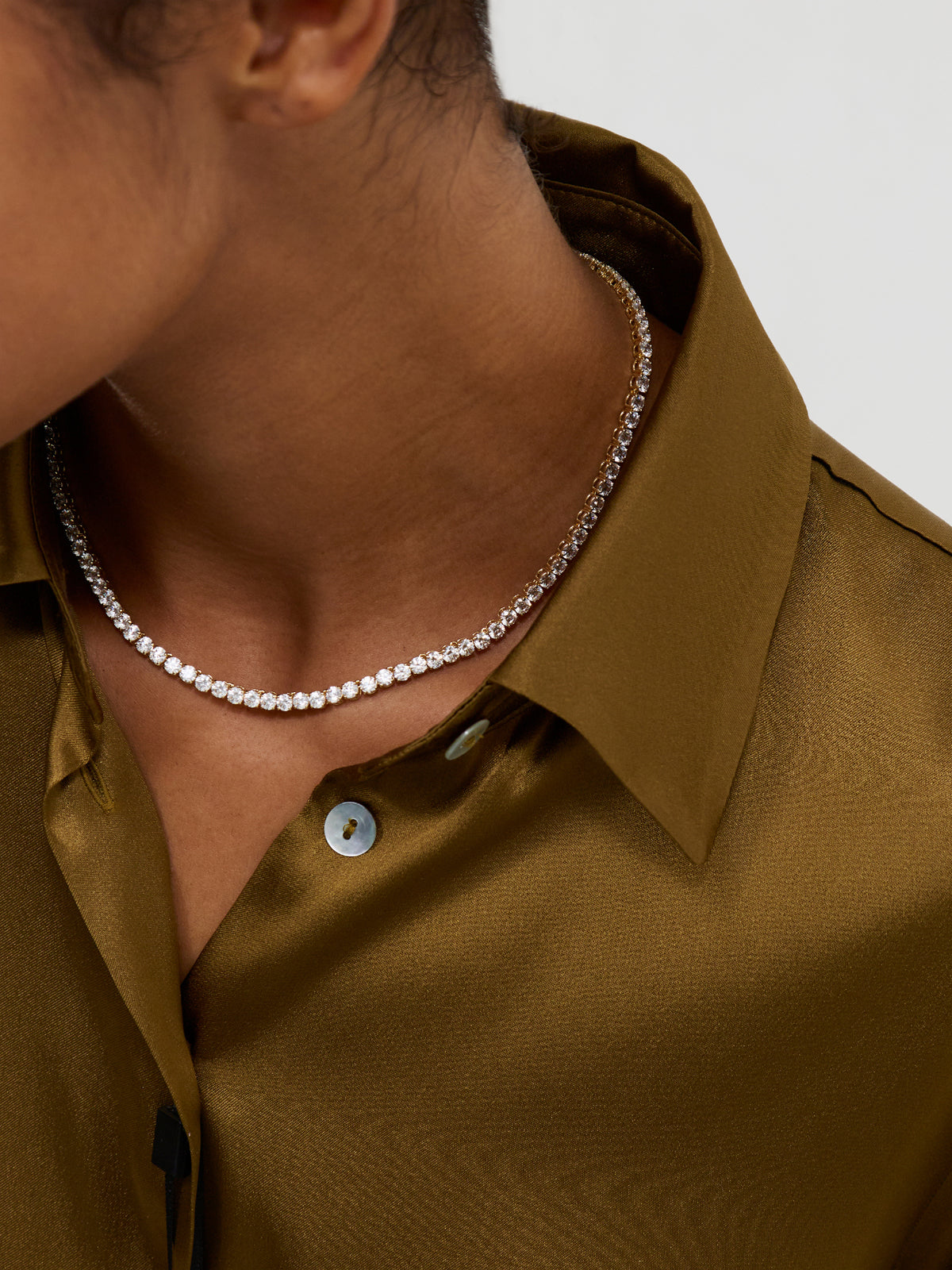 Matrix Tennis necklace White/gold tone plated