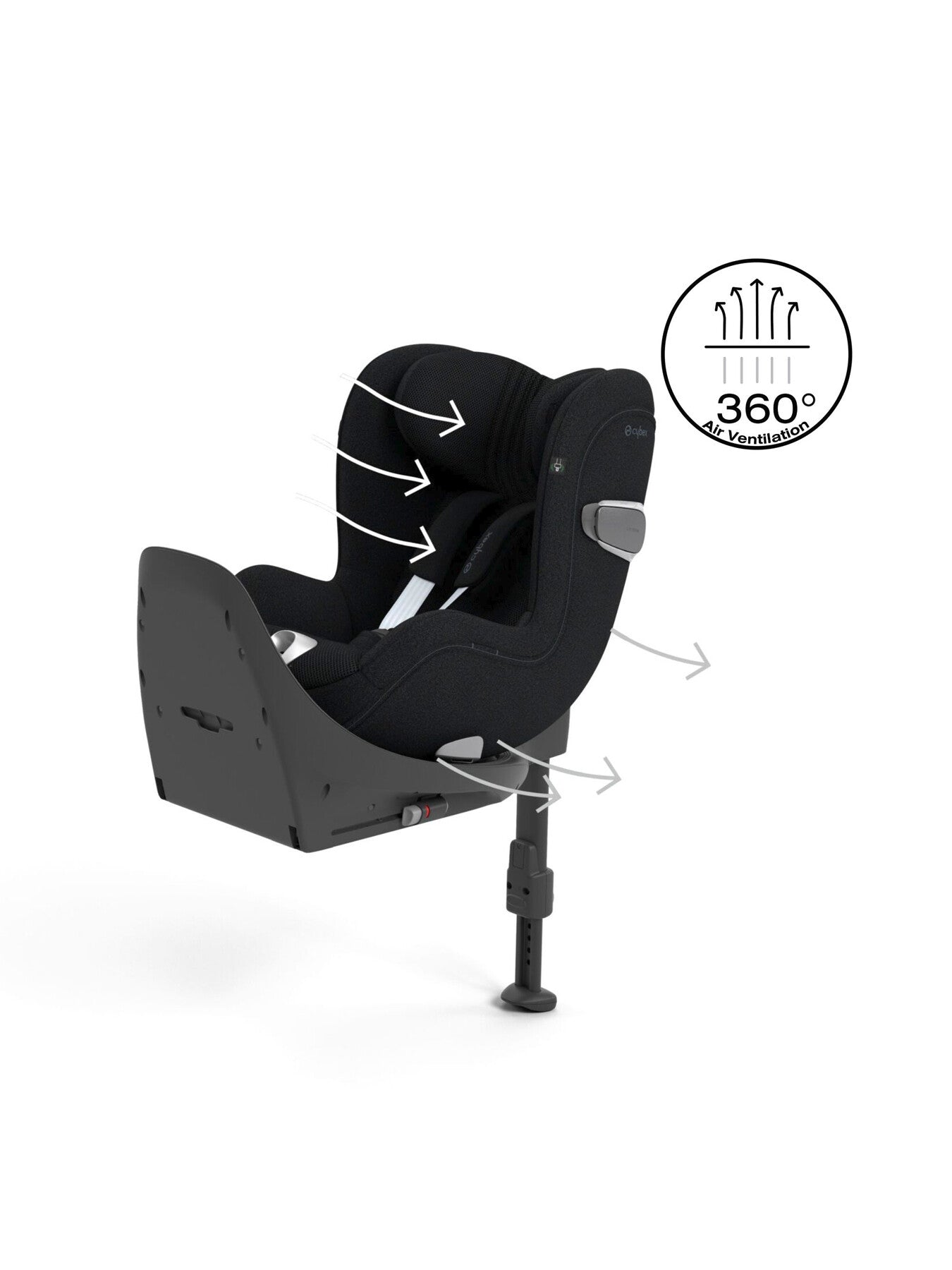 Cybex Sirona Gi i-Size Rotating Child Car Seat PLUS Fabric - Moon Black
