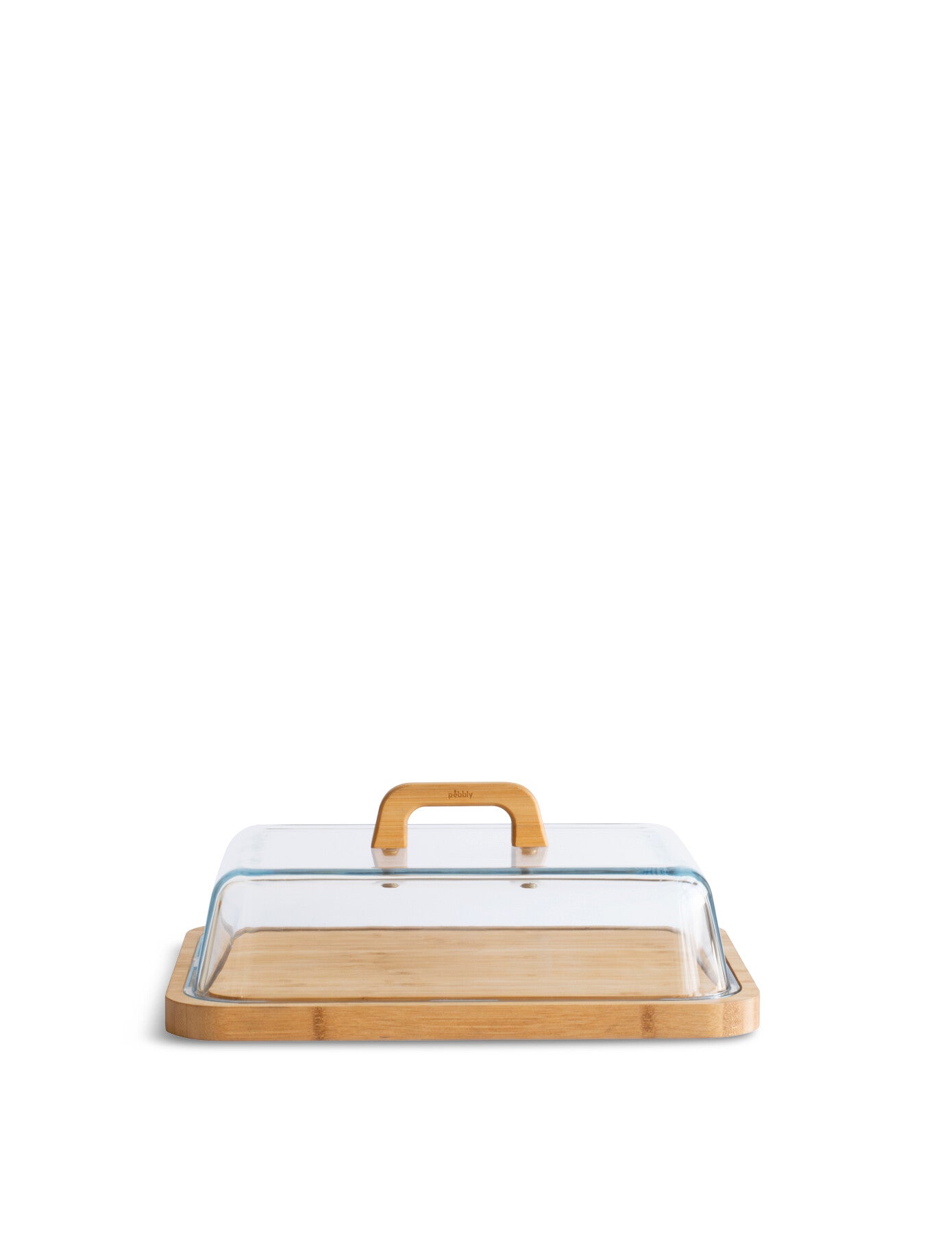 Store Serve Glass Cheese Box with Bamboo Platter