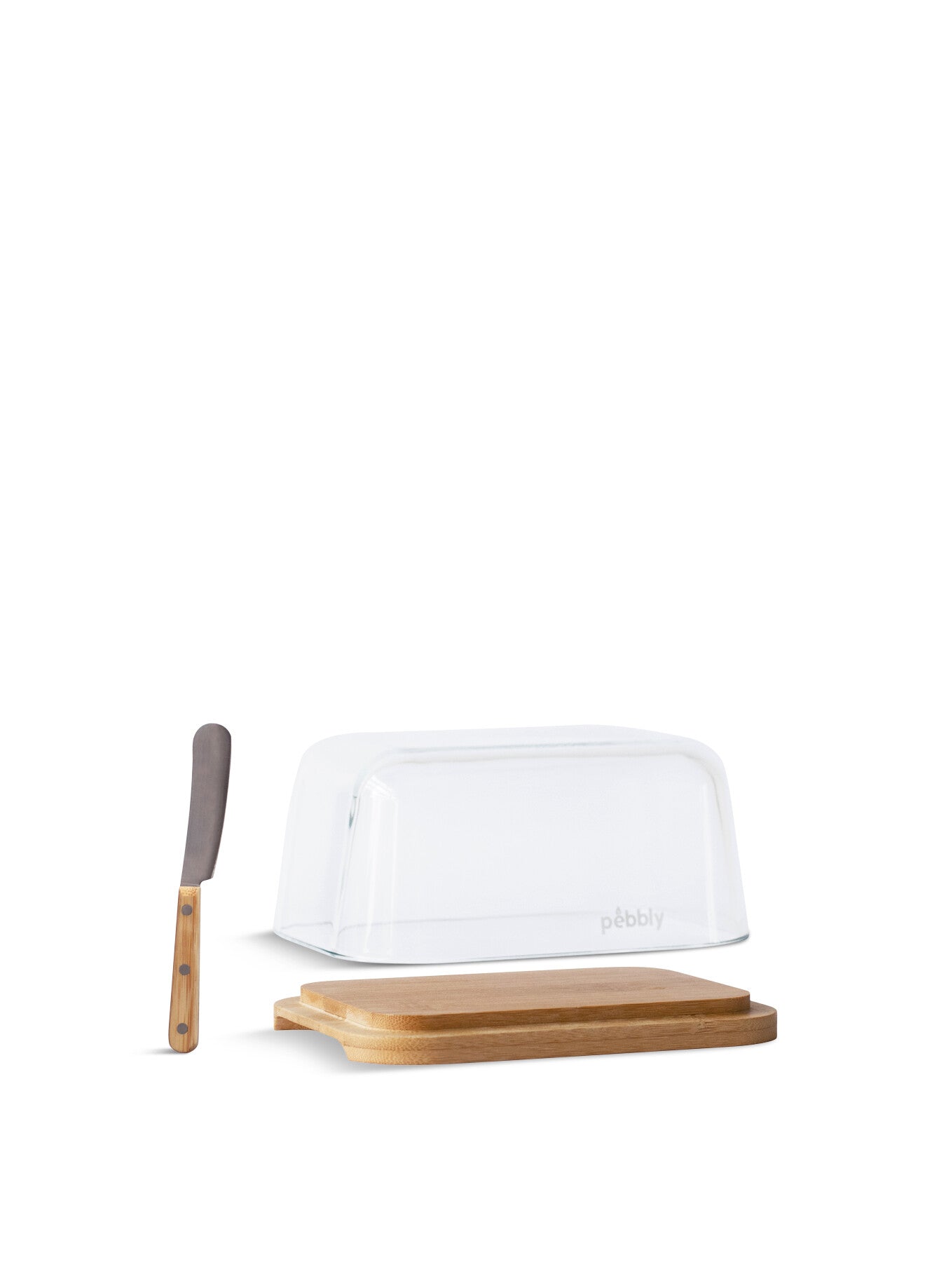 StoreServe Glass Butter Dish with Bamboo Base and Spreader