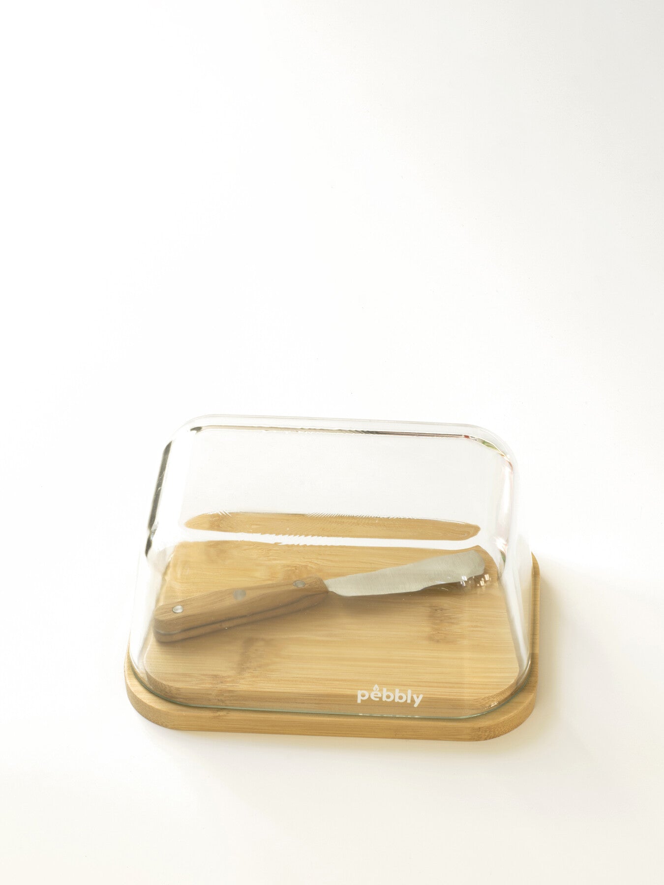 StoreServe Glass Butter Dish with Bamboo Base and Spreader