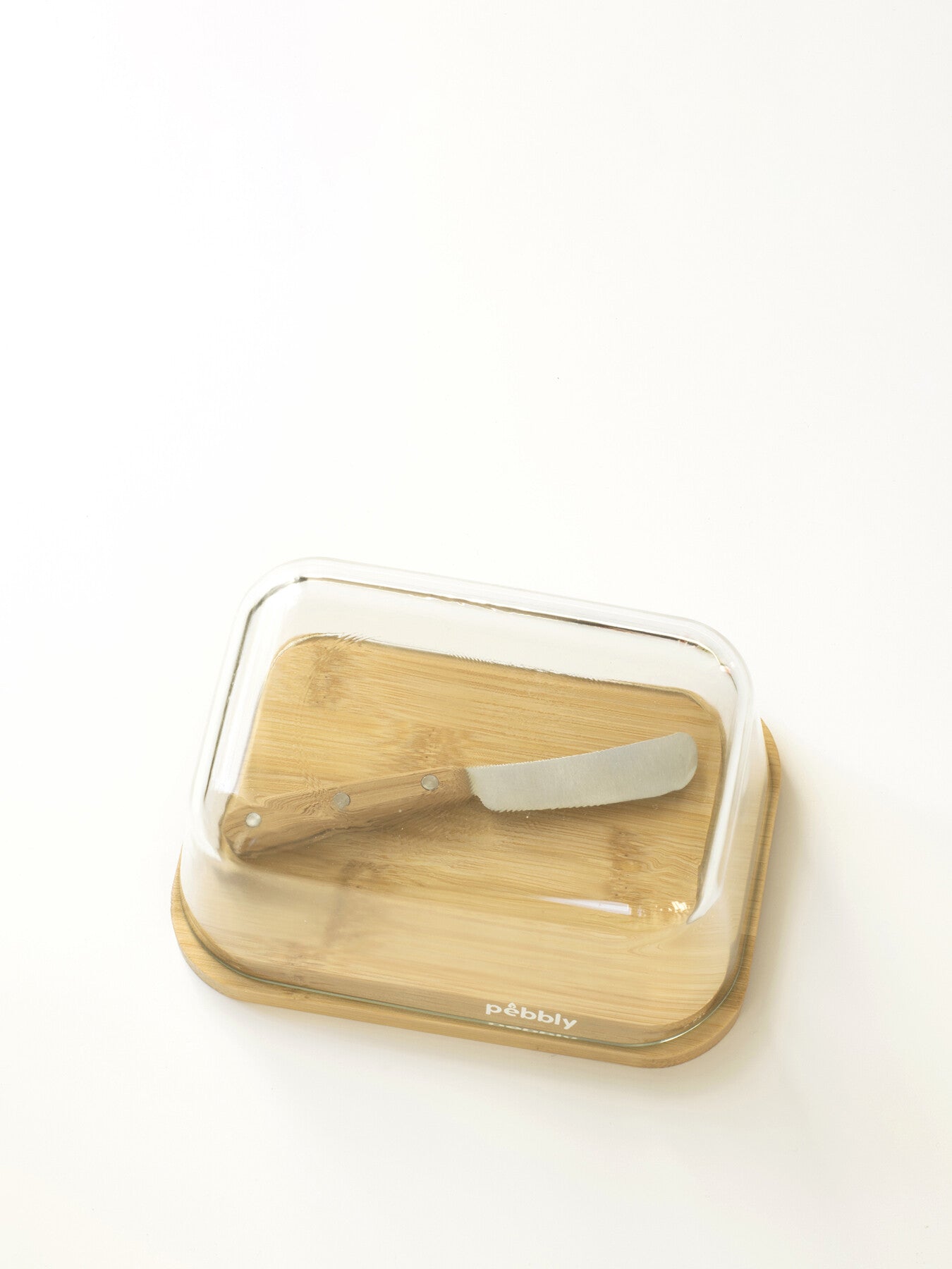 StoreServe Glass Butter Dish with Bamboo Base and Spreader