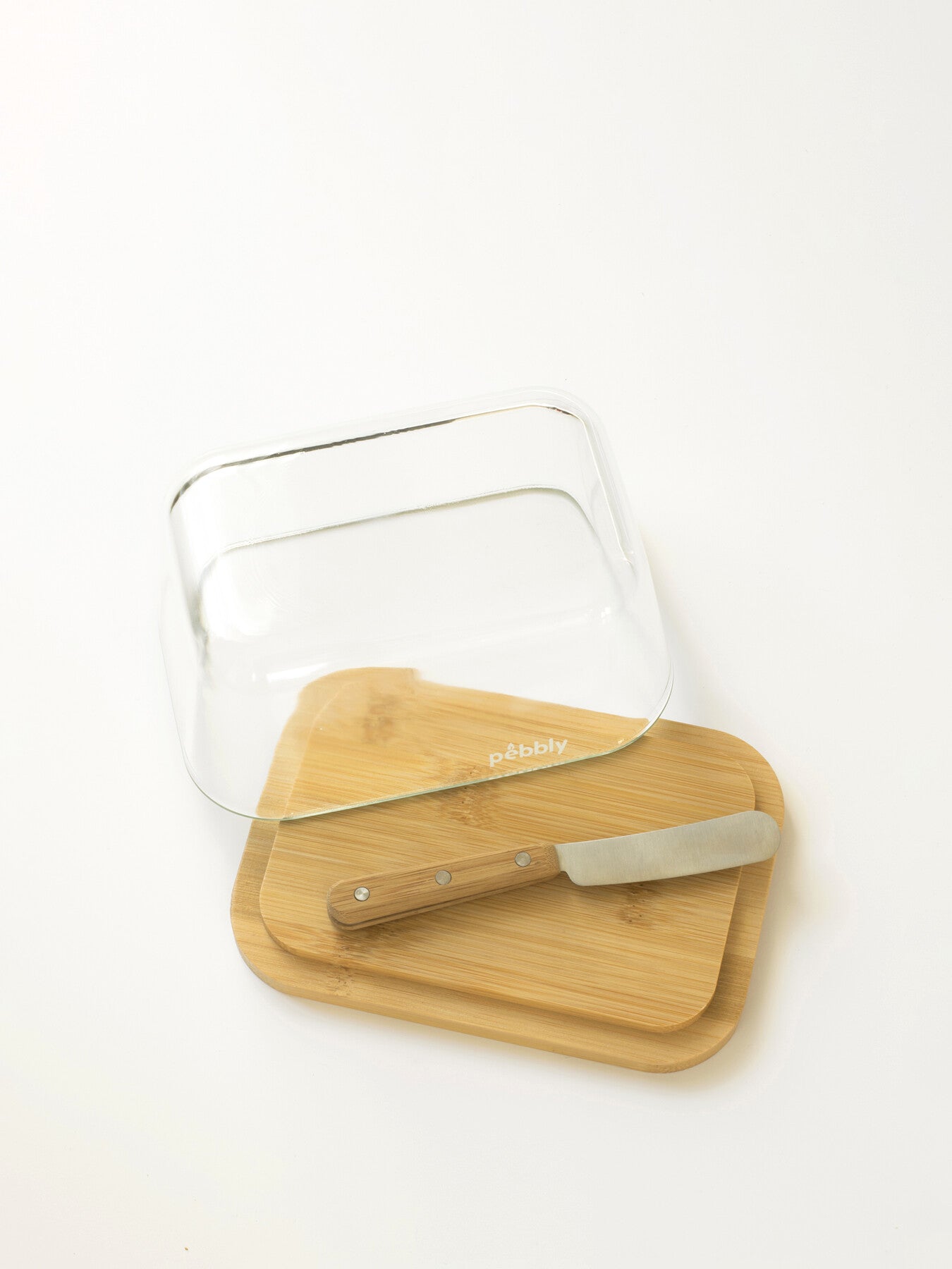 StoreServe Glass Butter Dish with Bamboo Base and Spreader