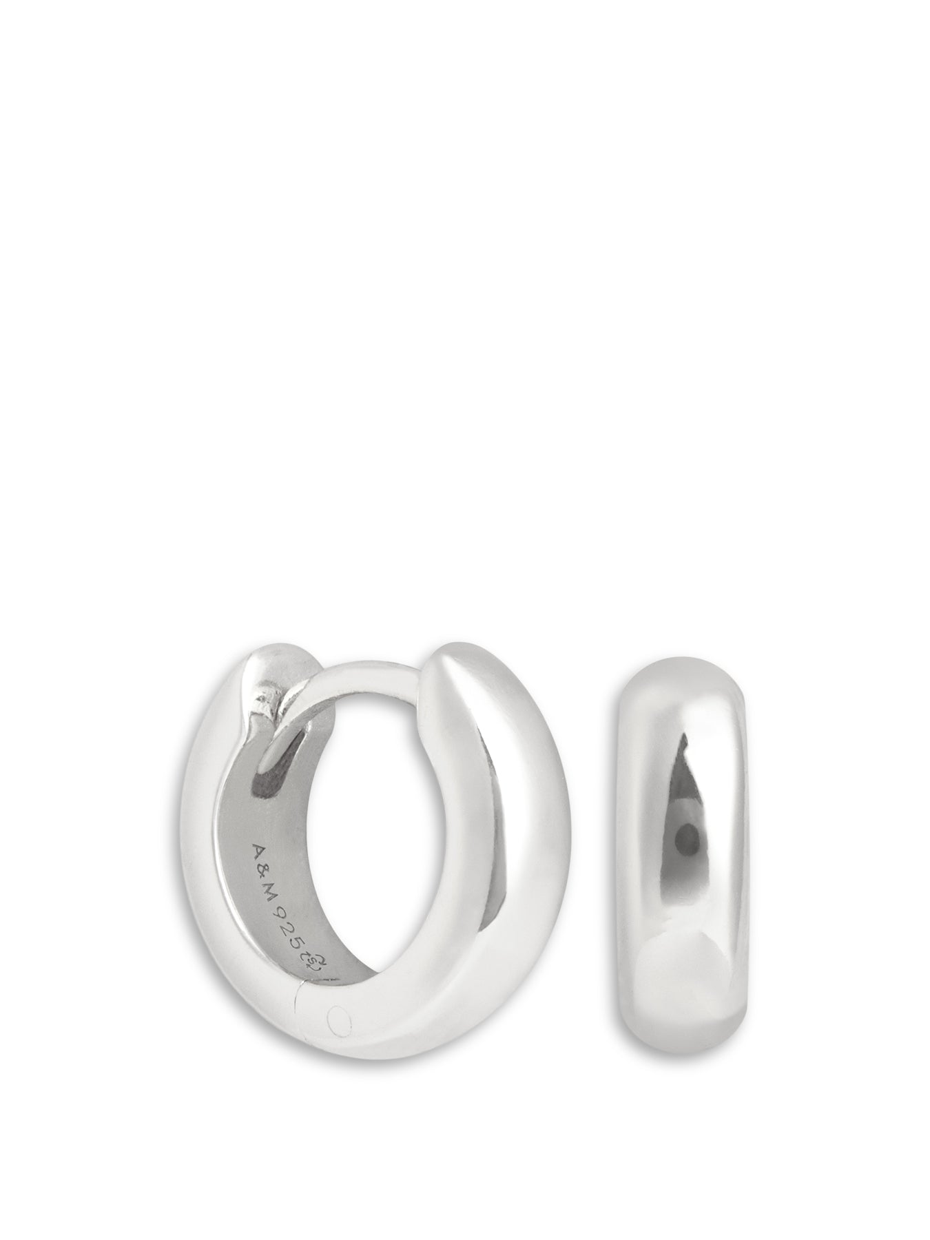 Rhodium-Plated Recycled Sterling Silver Bold Essential Huggie Earrings