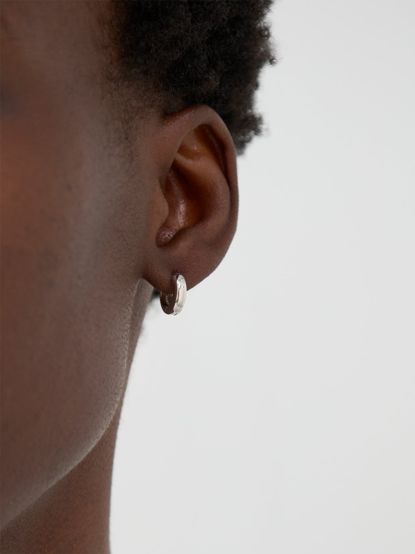 Rhodium-Plated Recycled Sterling Silver Bold Essential Huggie Earrings