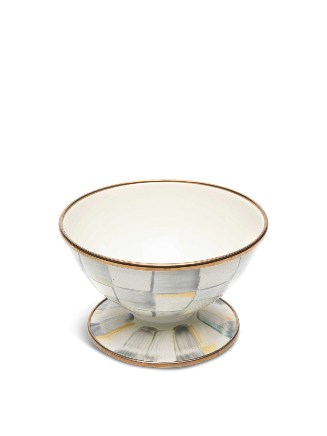 Sterling Check Enamel Ice Cream Dish