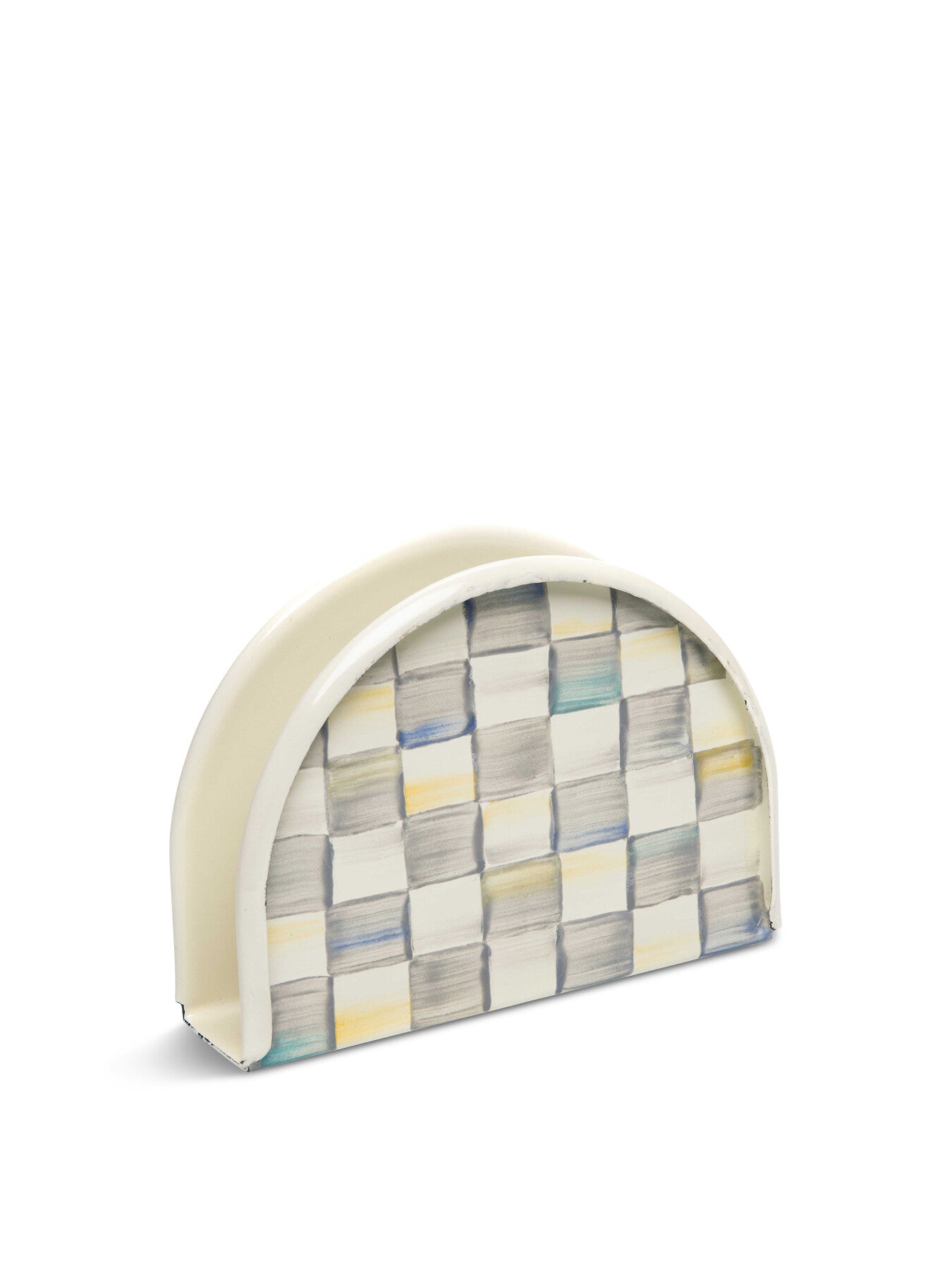 Sterling Check Enamel Napkin Holder