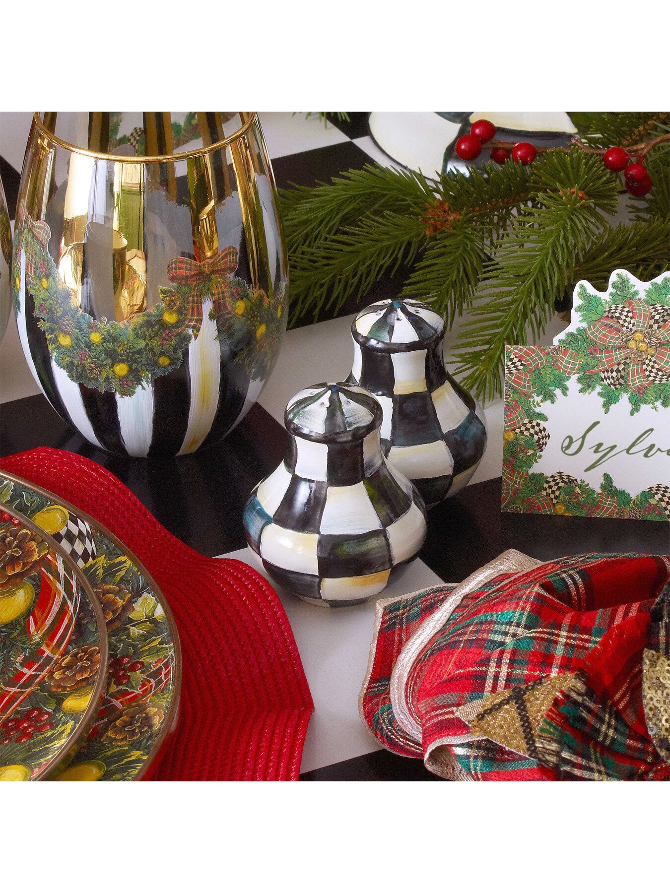 Courtly Check Enamel Salt Pepper Shakers