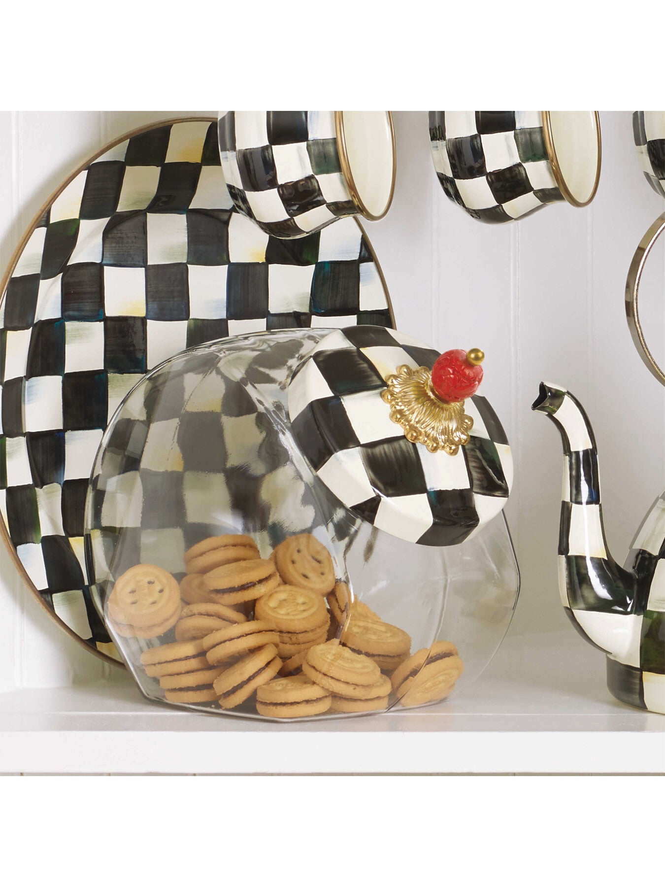 Cookie Jar with Courtly Check Enamel Lid