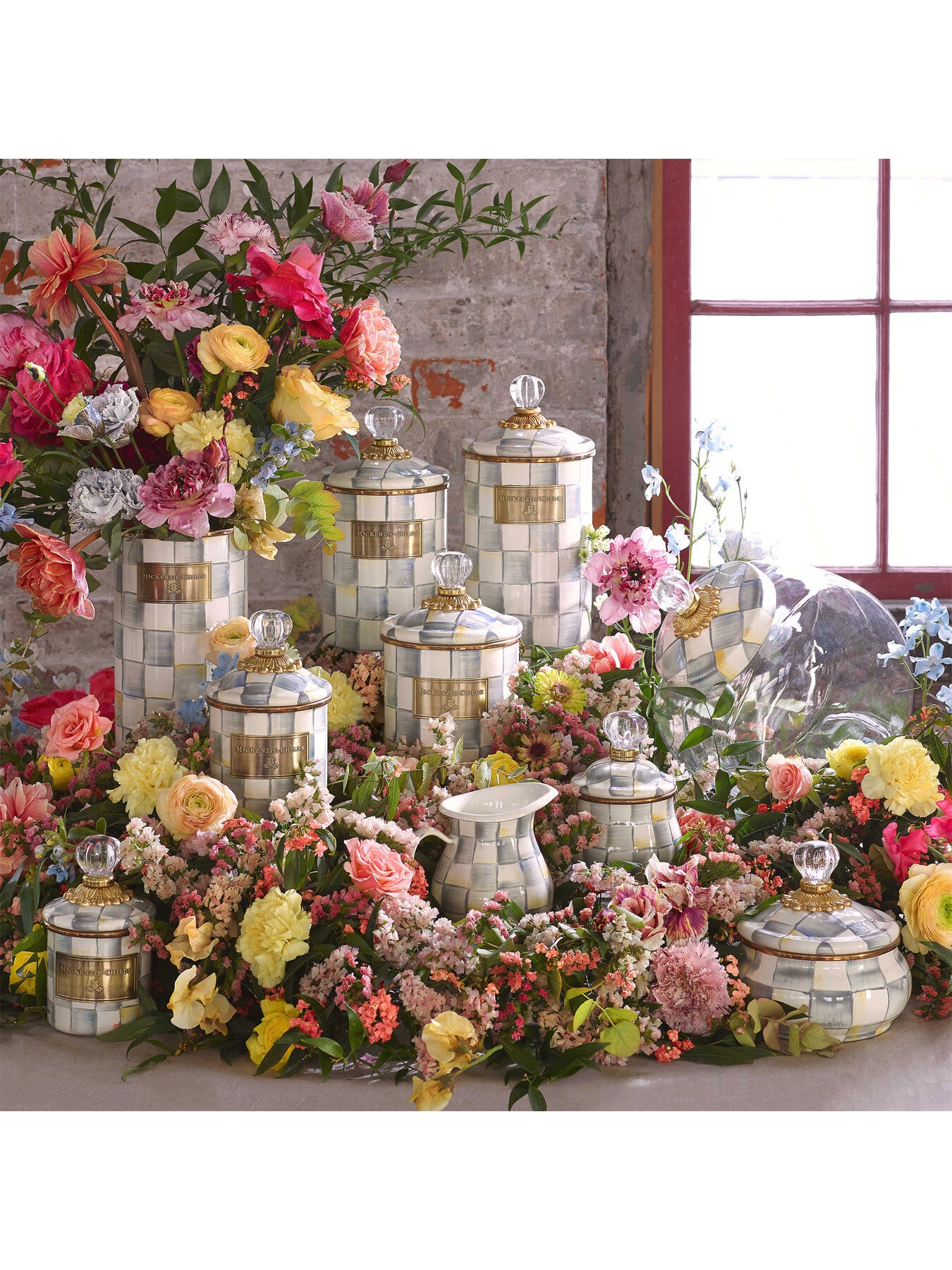 Cookie Jar with Sterling Check Enamel Lid