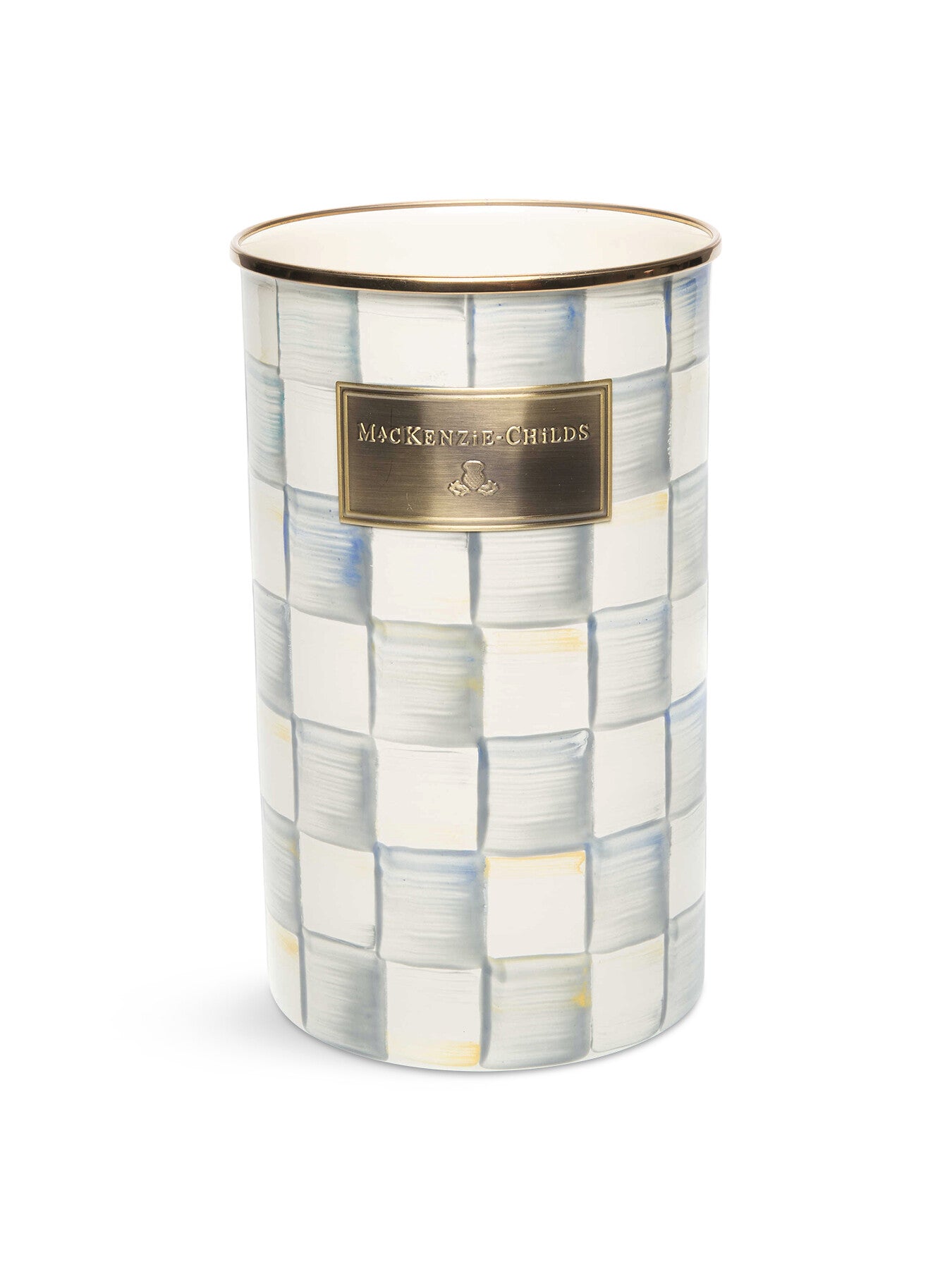 Sterling Check Enamel Utensil Holder