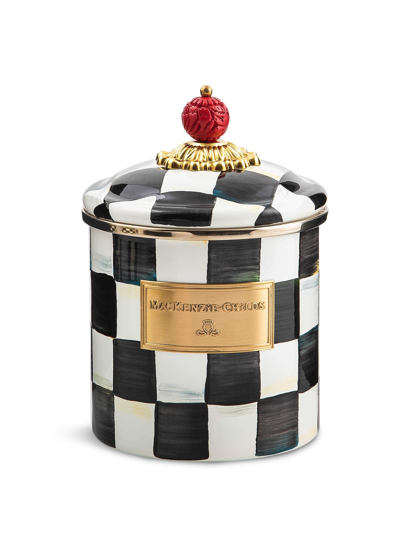 Courtly Check Enamel Canister - Small