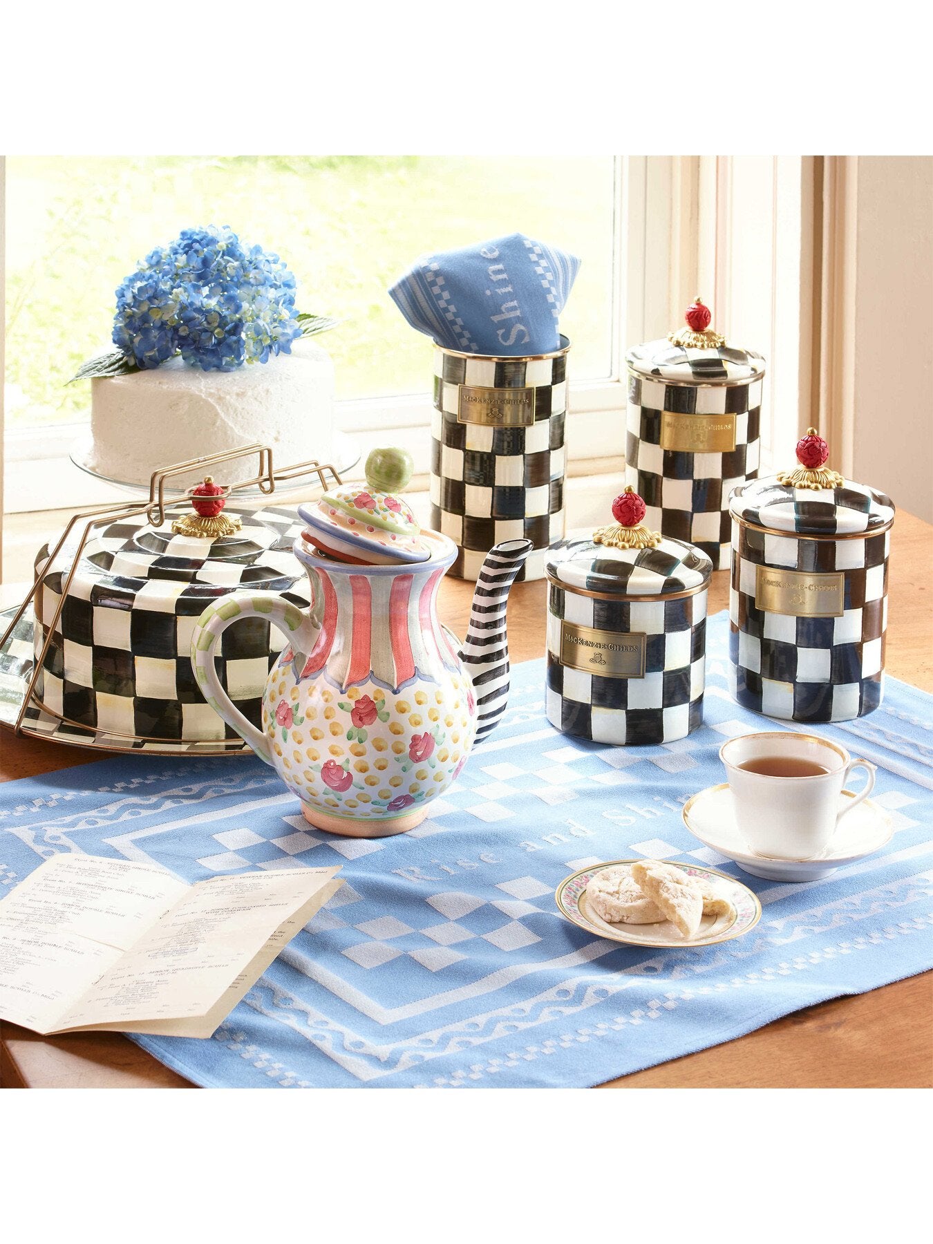 Courtly Check Enamel Canister - Small