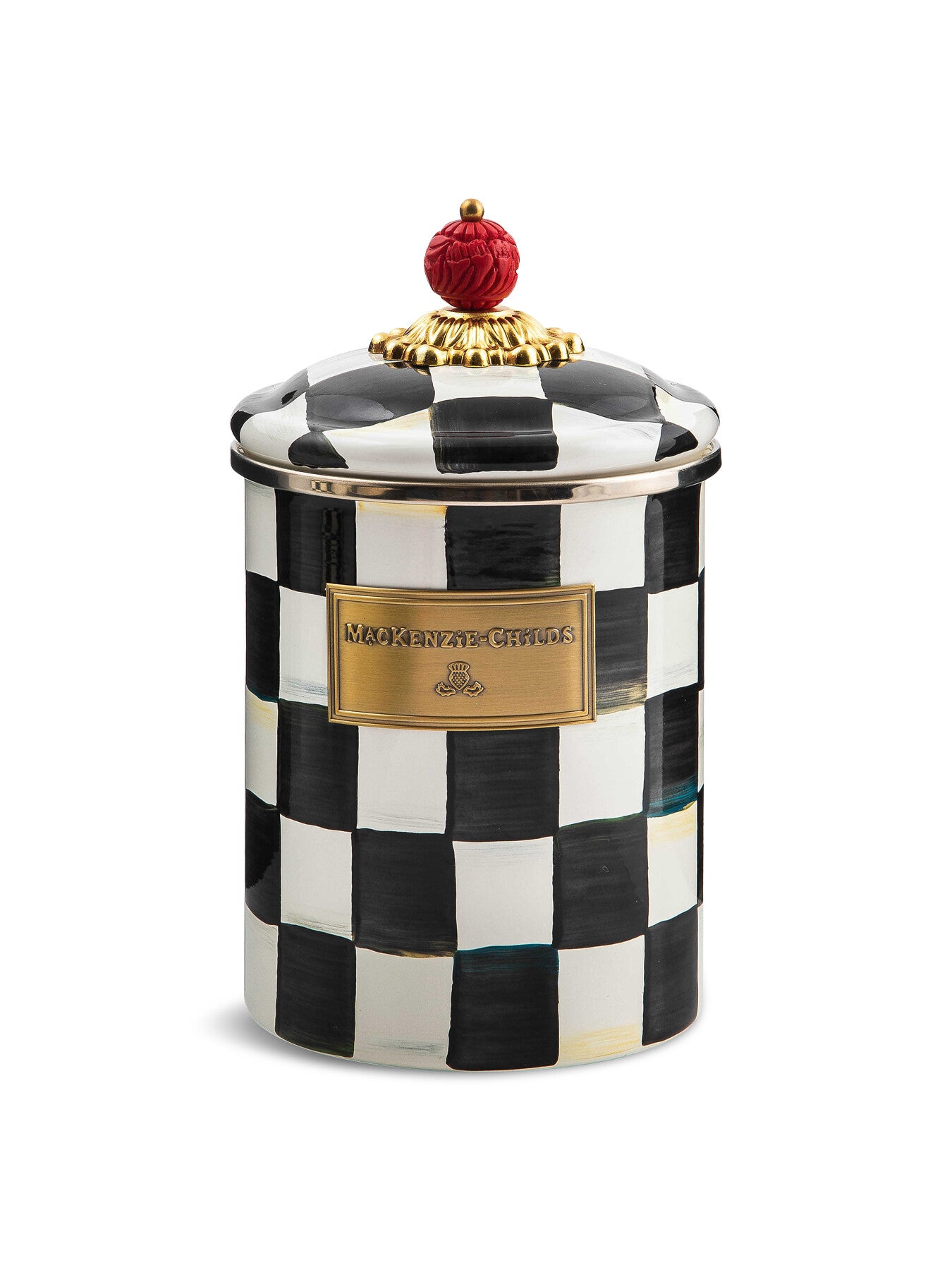 Courtly Check Enamel Canister - Medium