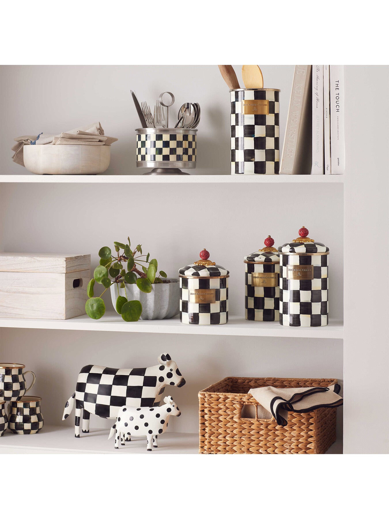 Courtly Check Enamel Canister - Medium