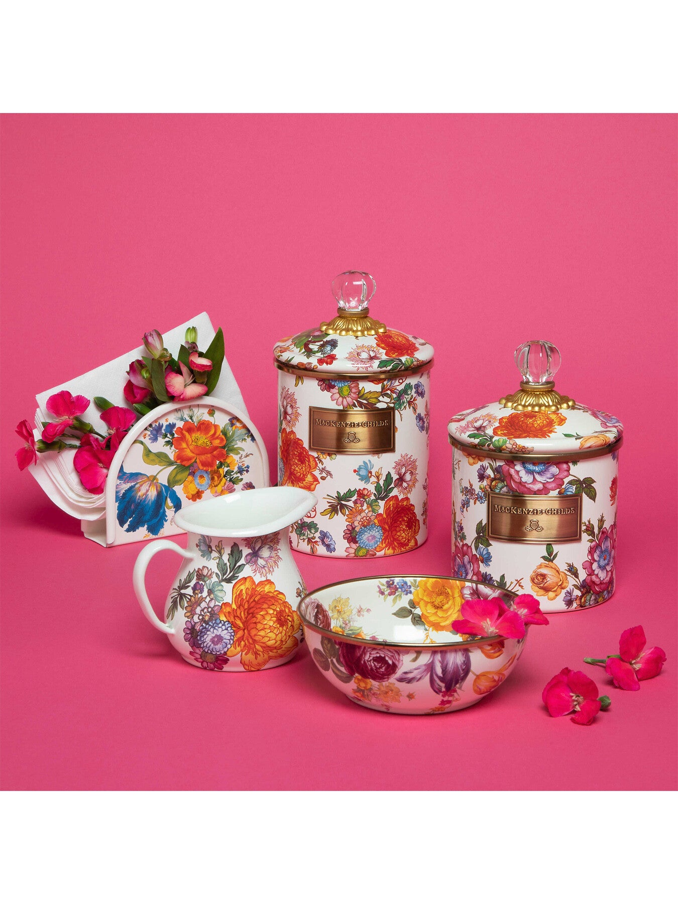 Flower Market Medium Canister - White