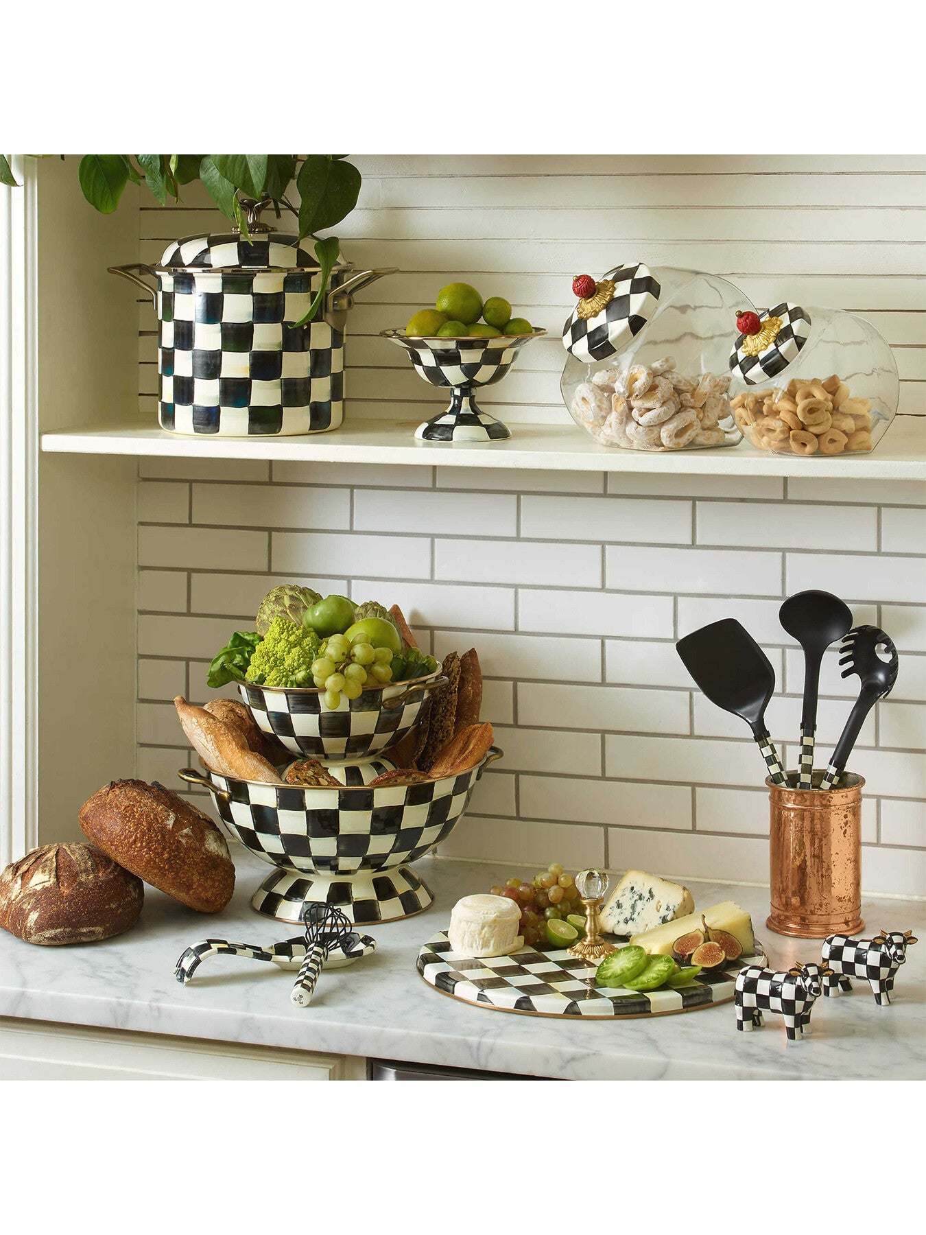 Courtly Check Enamel Compote - Small