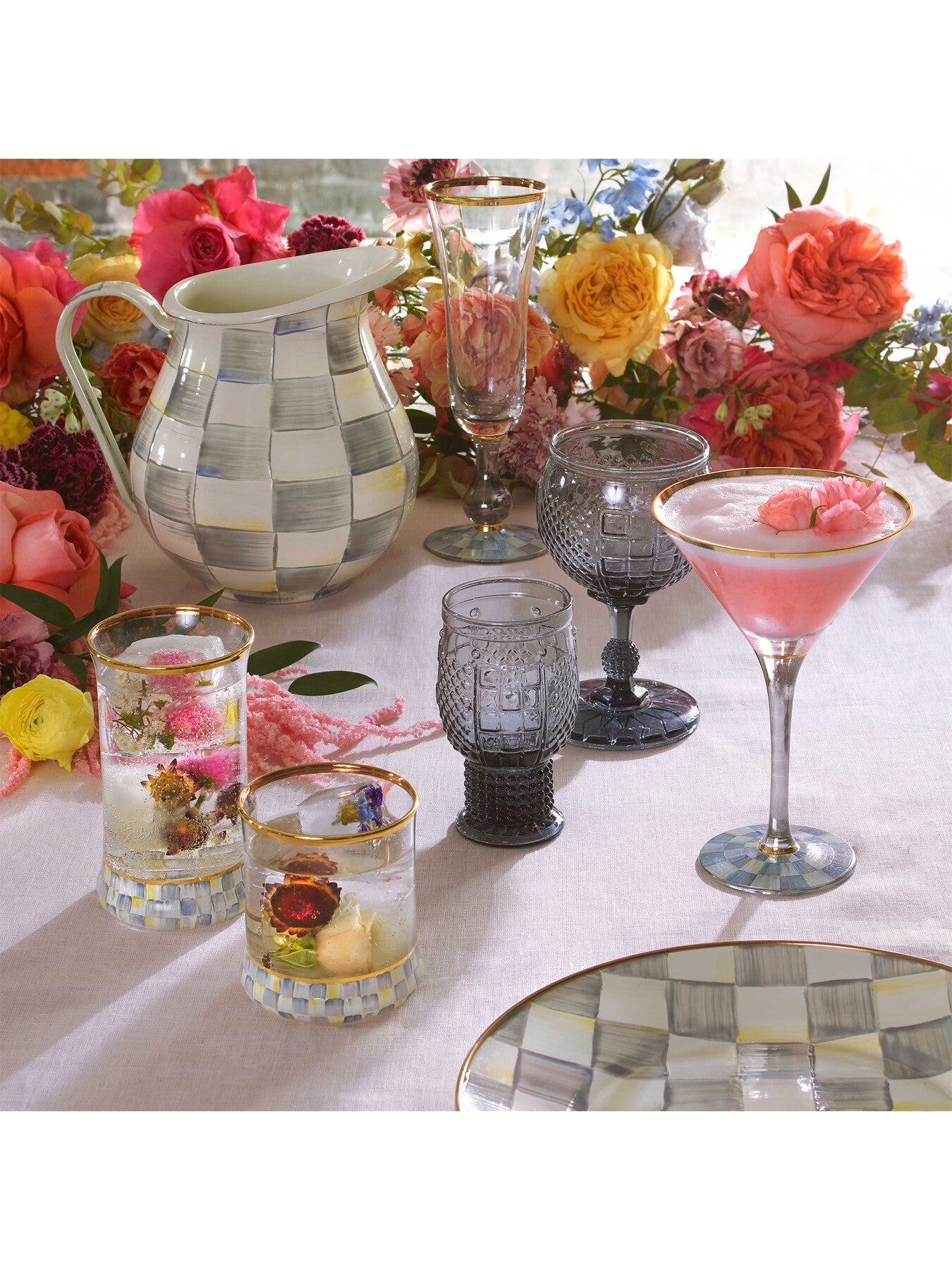 Sterling Check Enamel Pitcher