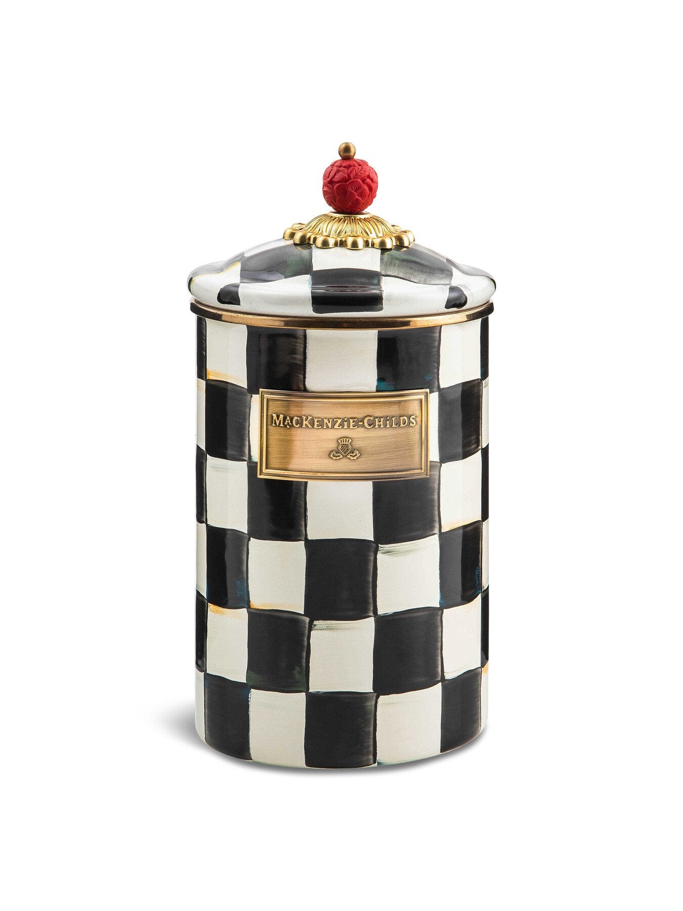 Courtly Check Enamel Canister - Large